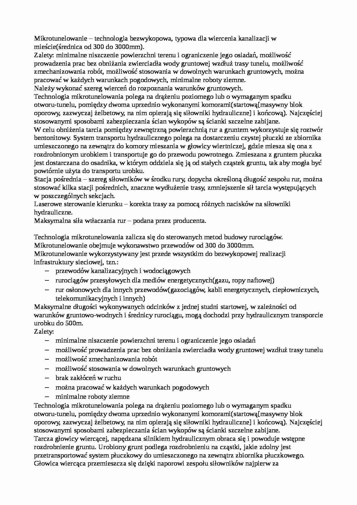 Mikrotunelowanie-opracowanie - strona 1