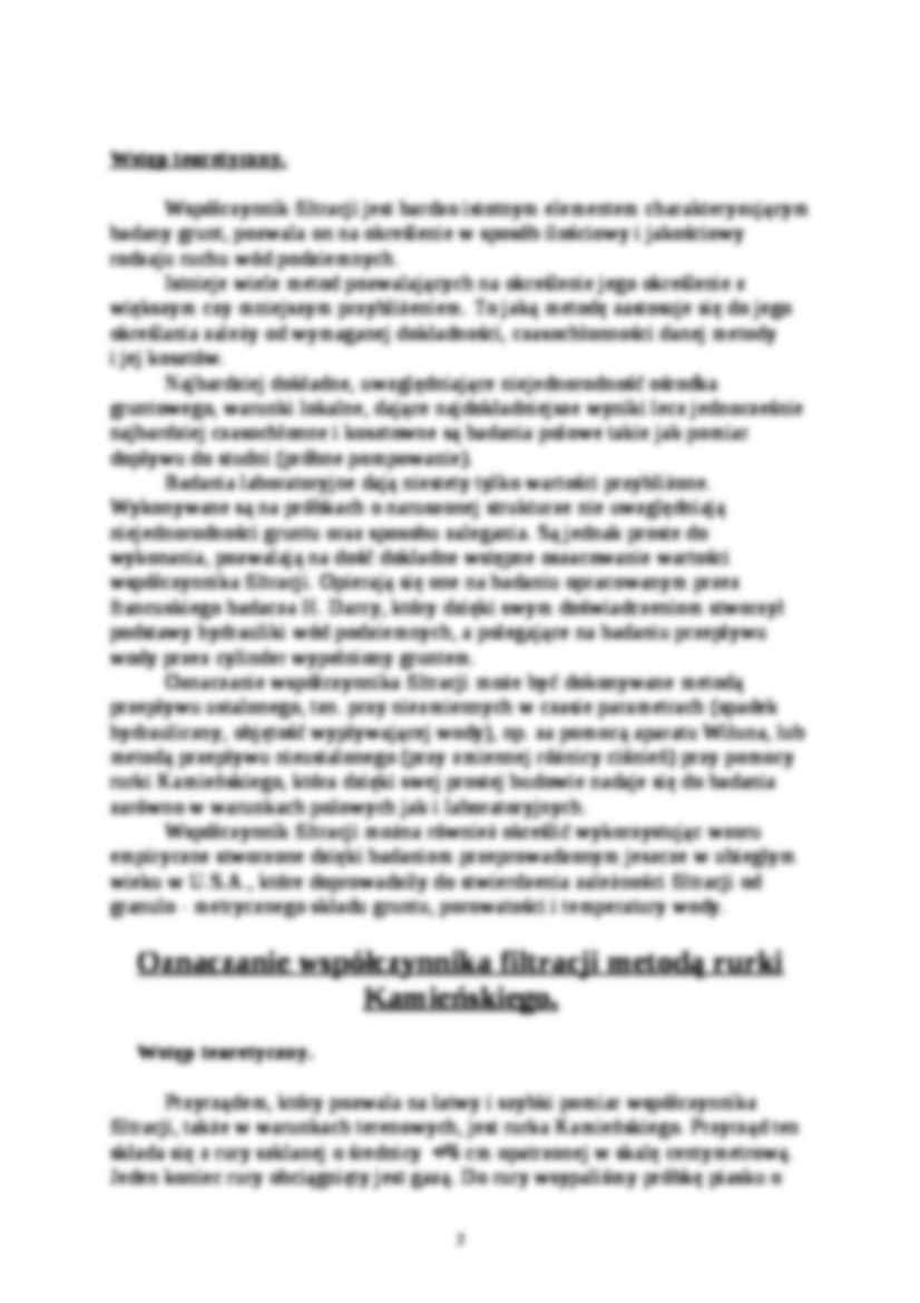 Oznaczanie współczynnika filtracji-ćwiczenie - strona 2