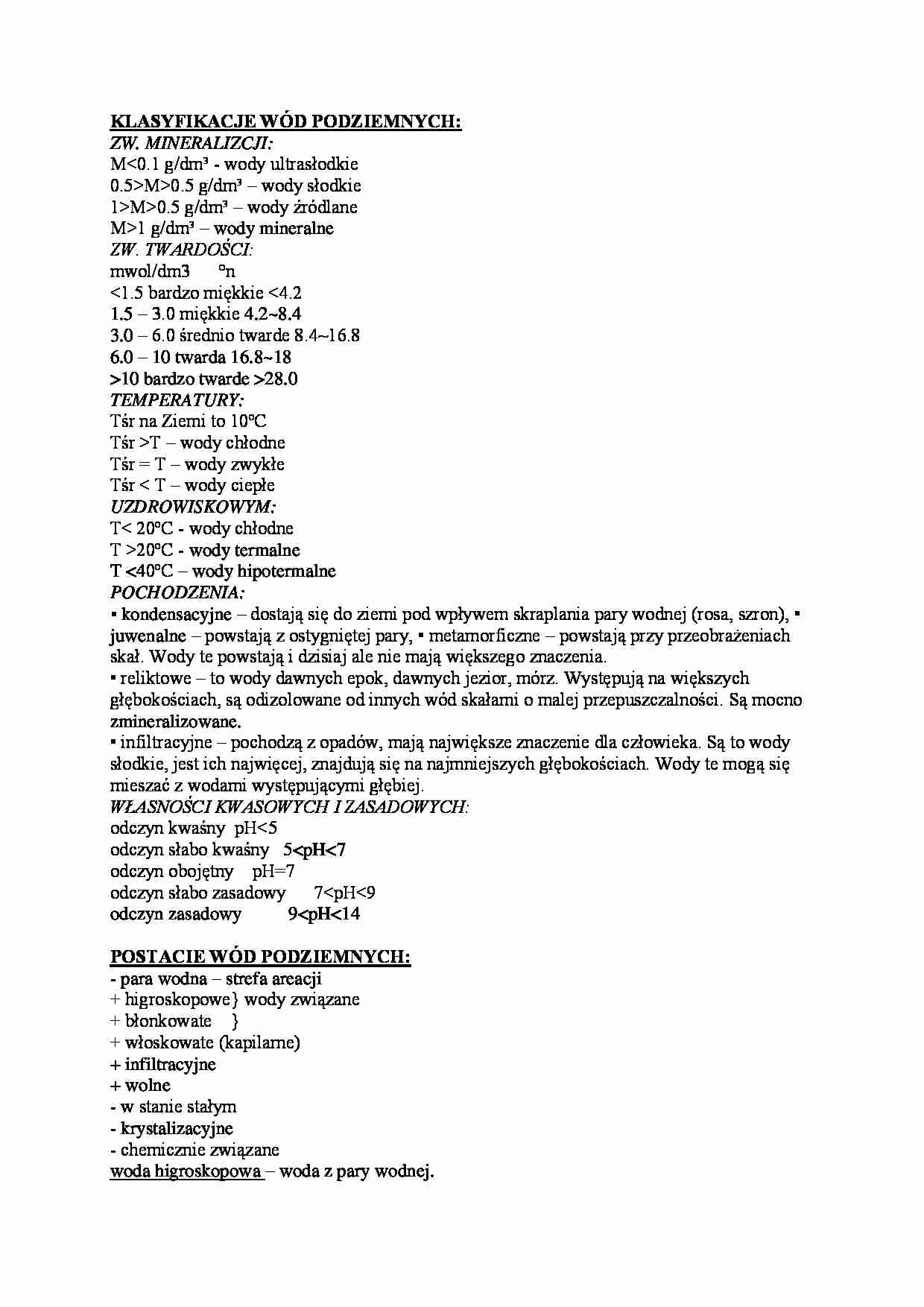 Wody podziemne-klasyfikacja - strona 1
