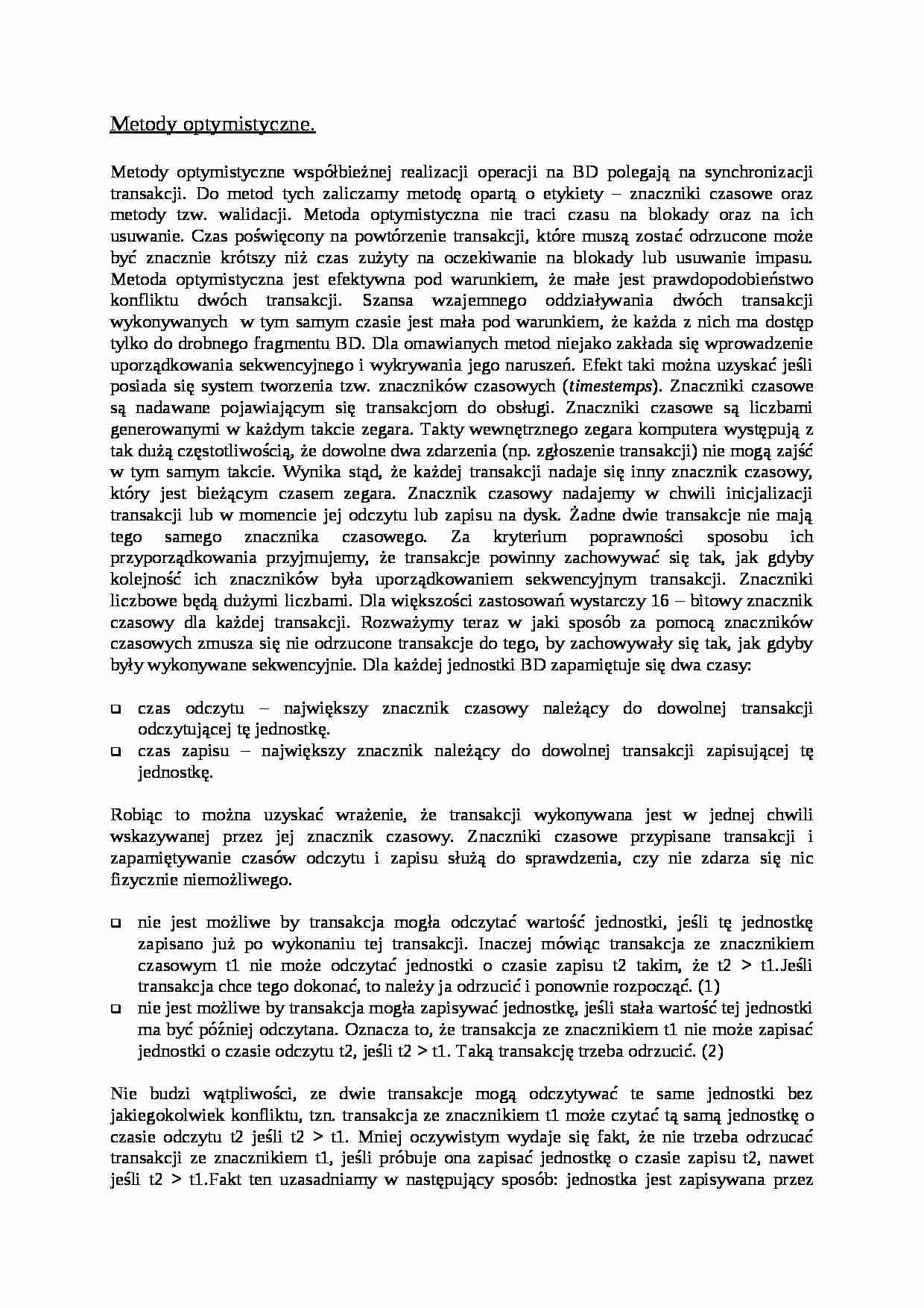 Metody optymistyczne-opracowanie - strona 1