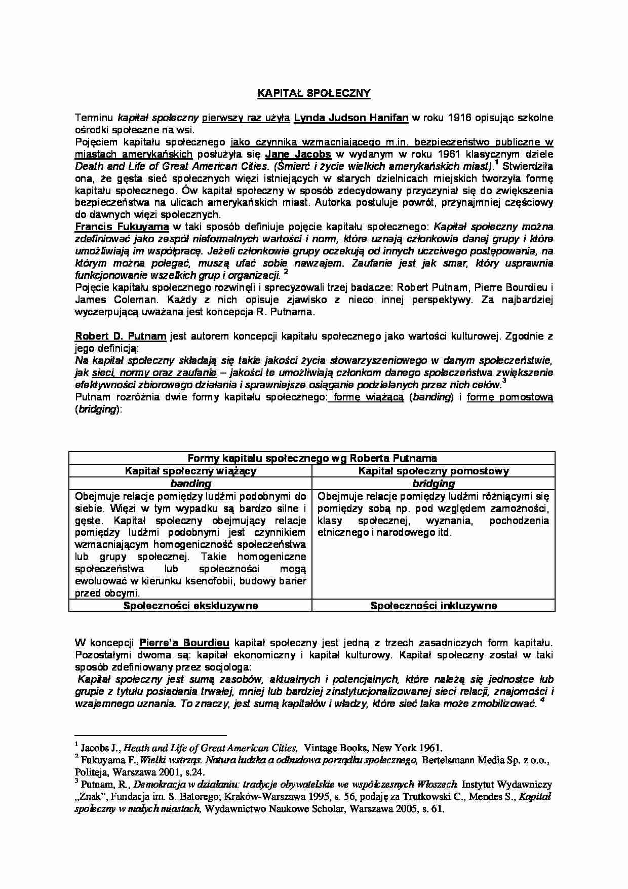 Kapitał społeczny-opracowanie - strona 1