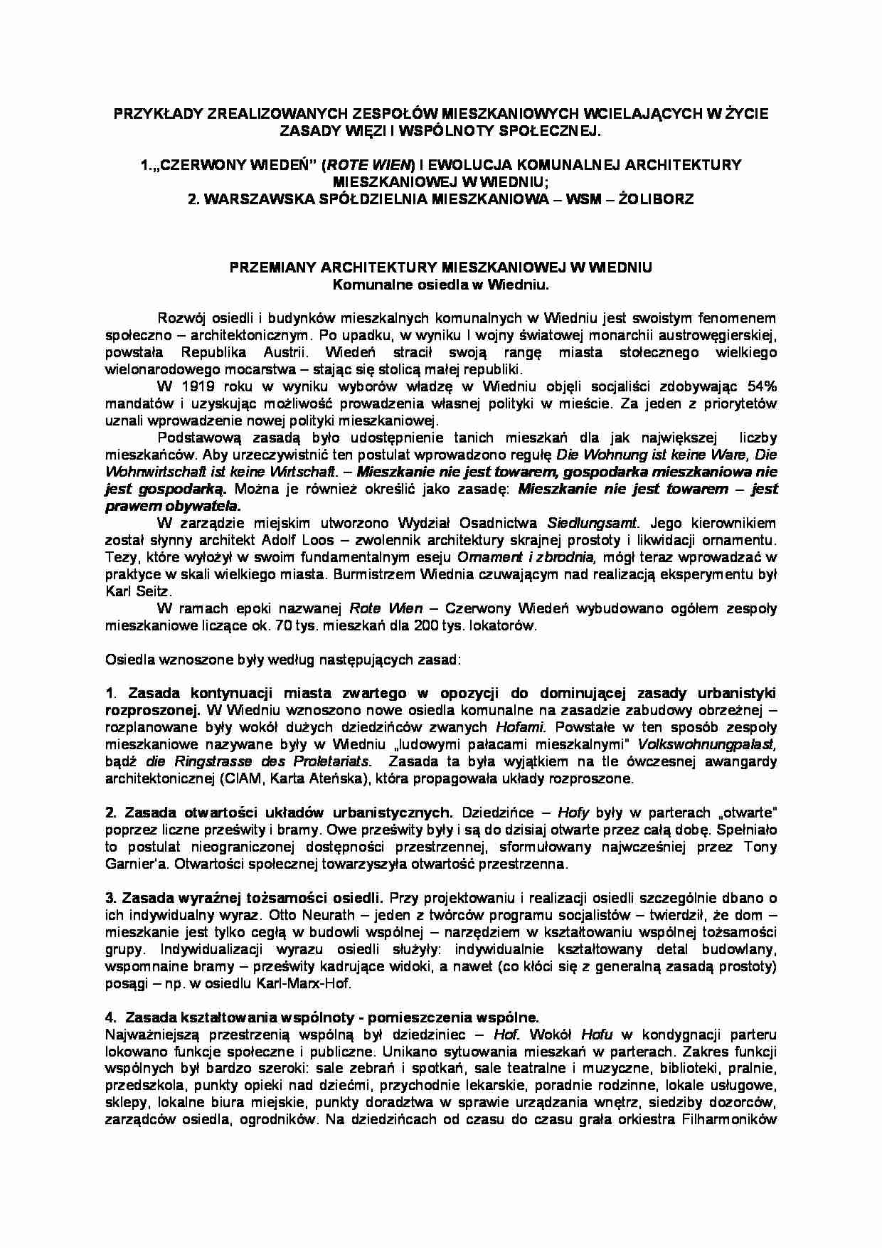 Komunalne osiedla w Wiedniu-opracowanie - strona 1
