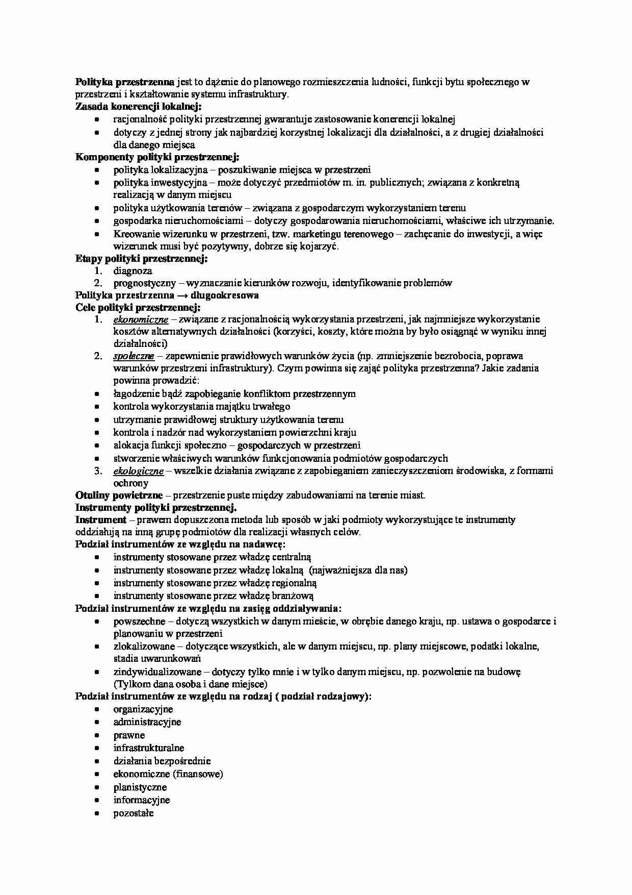 Polityka przestrzenna-opracowanie - strona 1