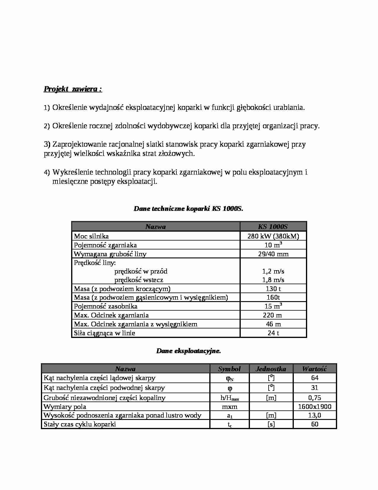 Wydajność koparki-projekt - strona 1