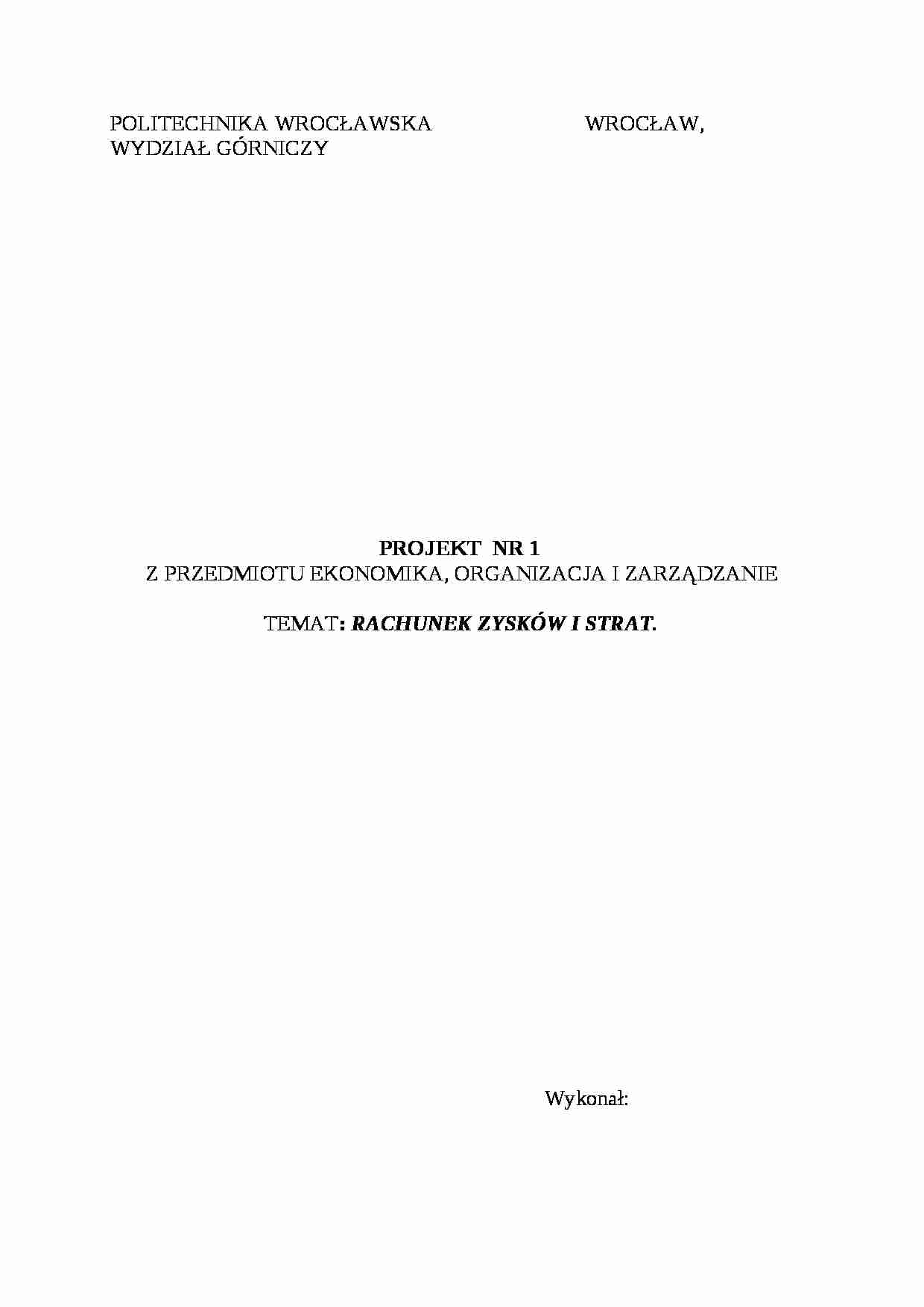 Rachunek zysków i strat-projekt - strona 1