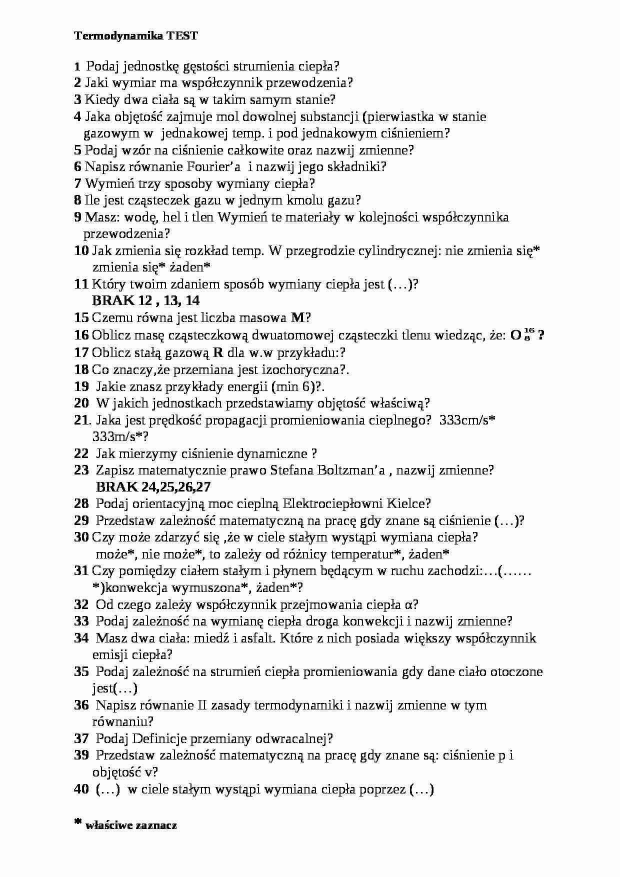 Termodynamika i wymiana ciepła-przepisane pytania na egzamin - strona 1