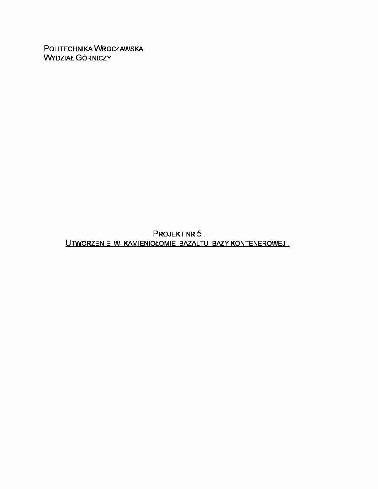 Utworzenie w kamieniołomie bazaltu bazy kontenerowej-opracowanie - strona 1