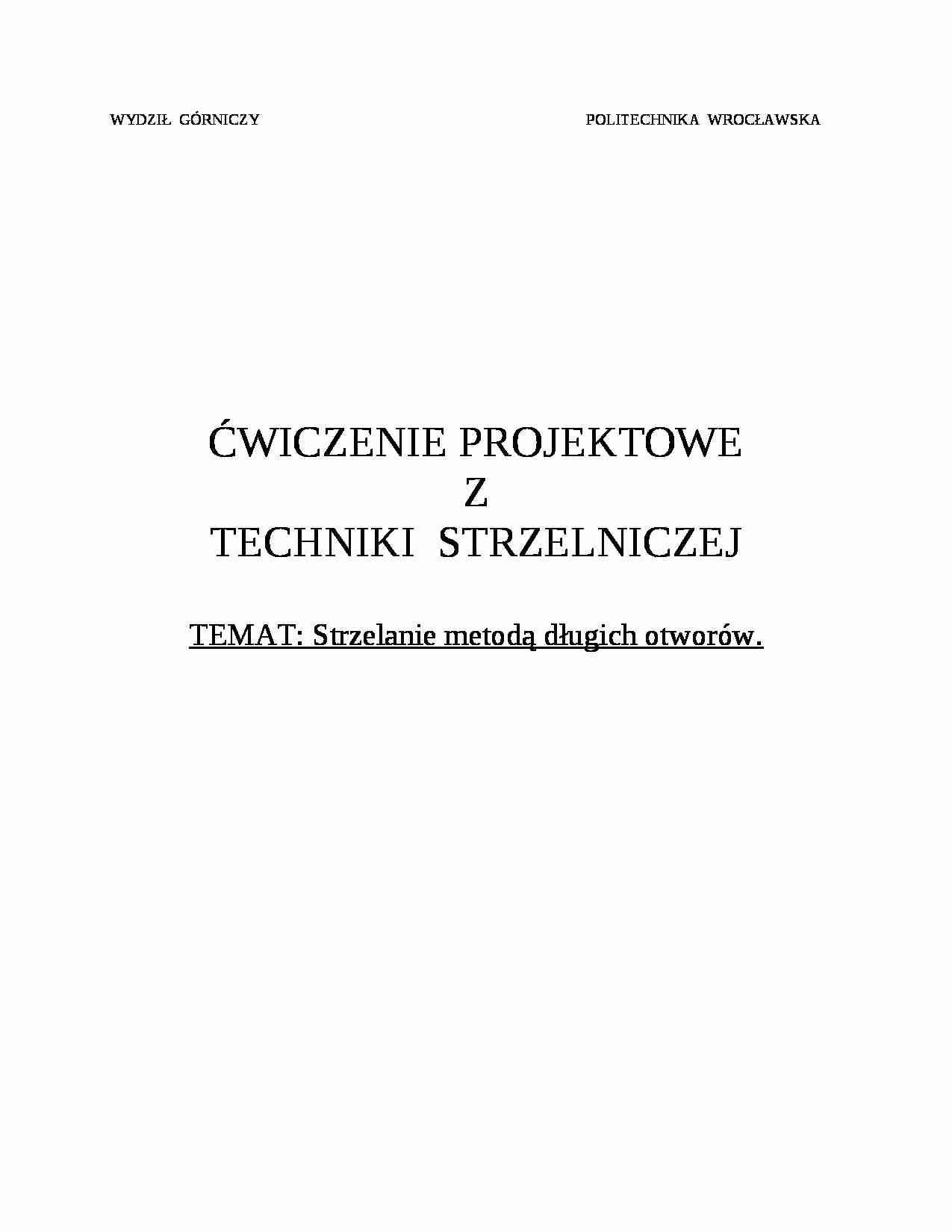Strzelanie metodą długich otworów-projekt - strona 1