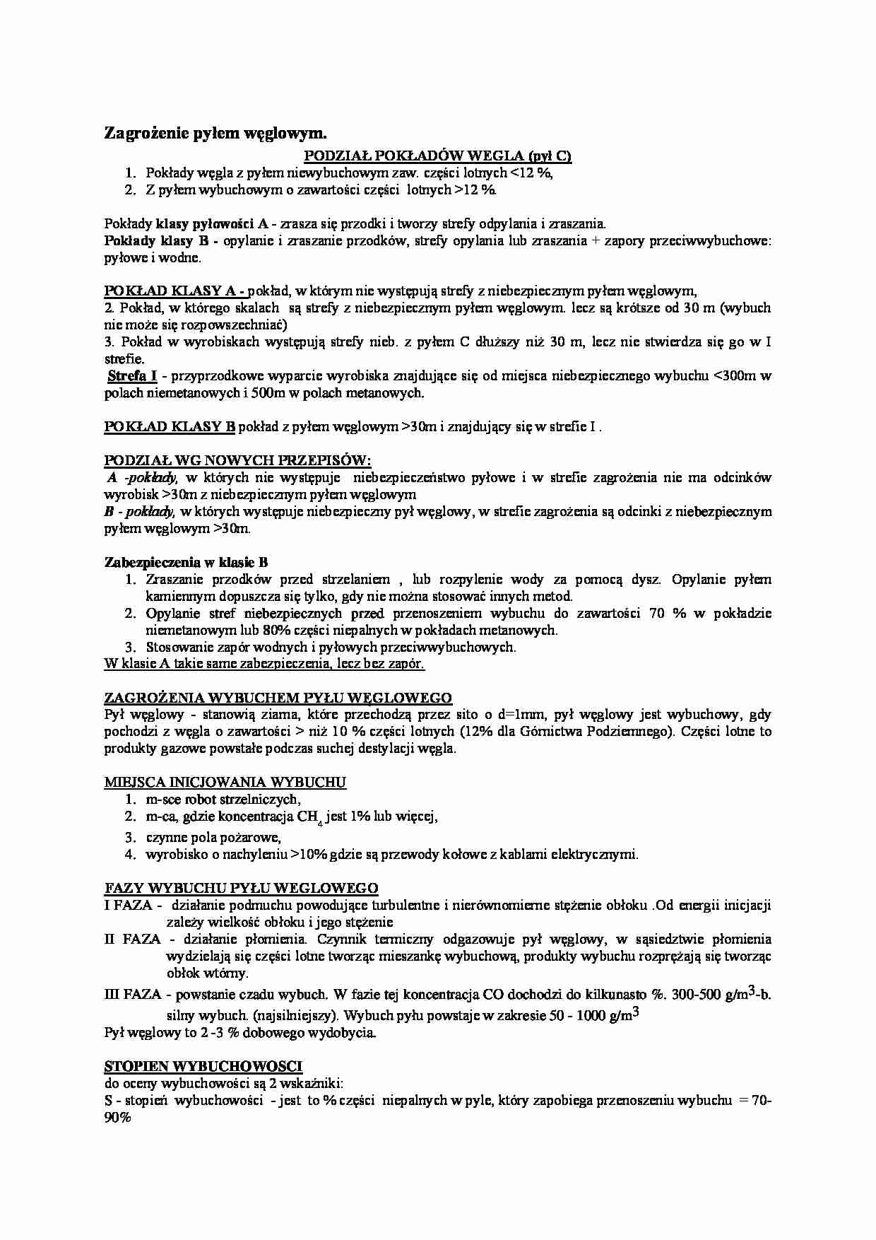 Zagrożenie pyłem węglowym-opracowanie - strona 1