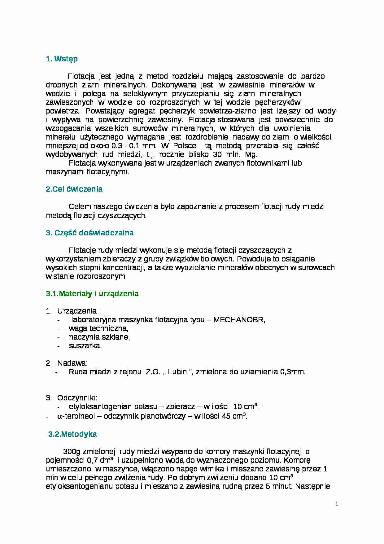 Flotacja miedzi-opracowanie - strona 1