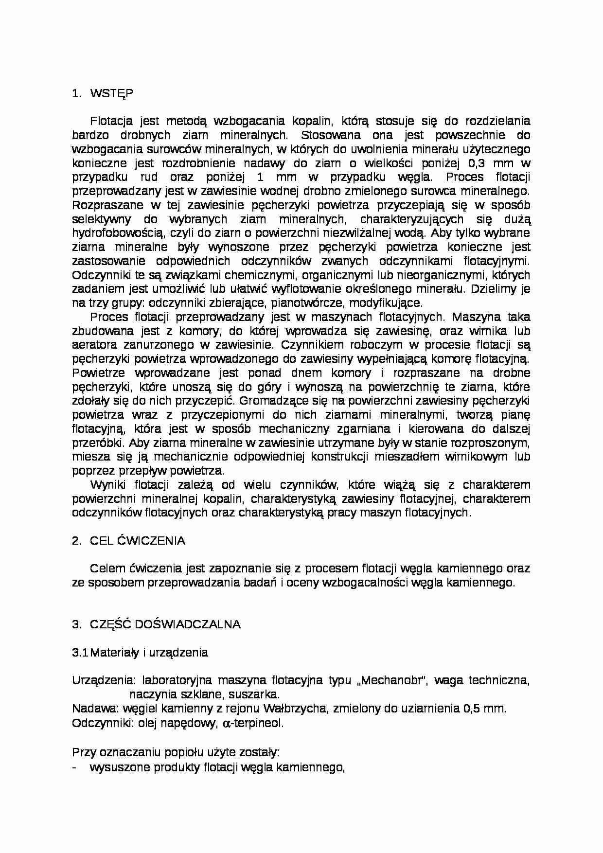 Flotacja węgla-opracowanie - strona 1