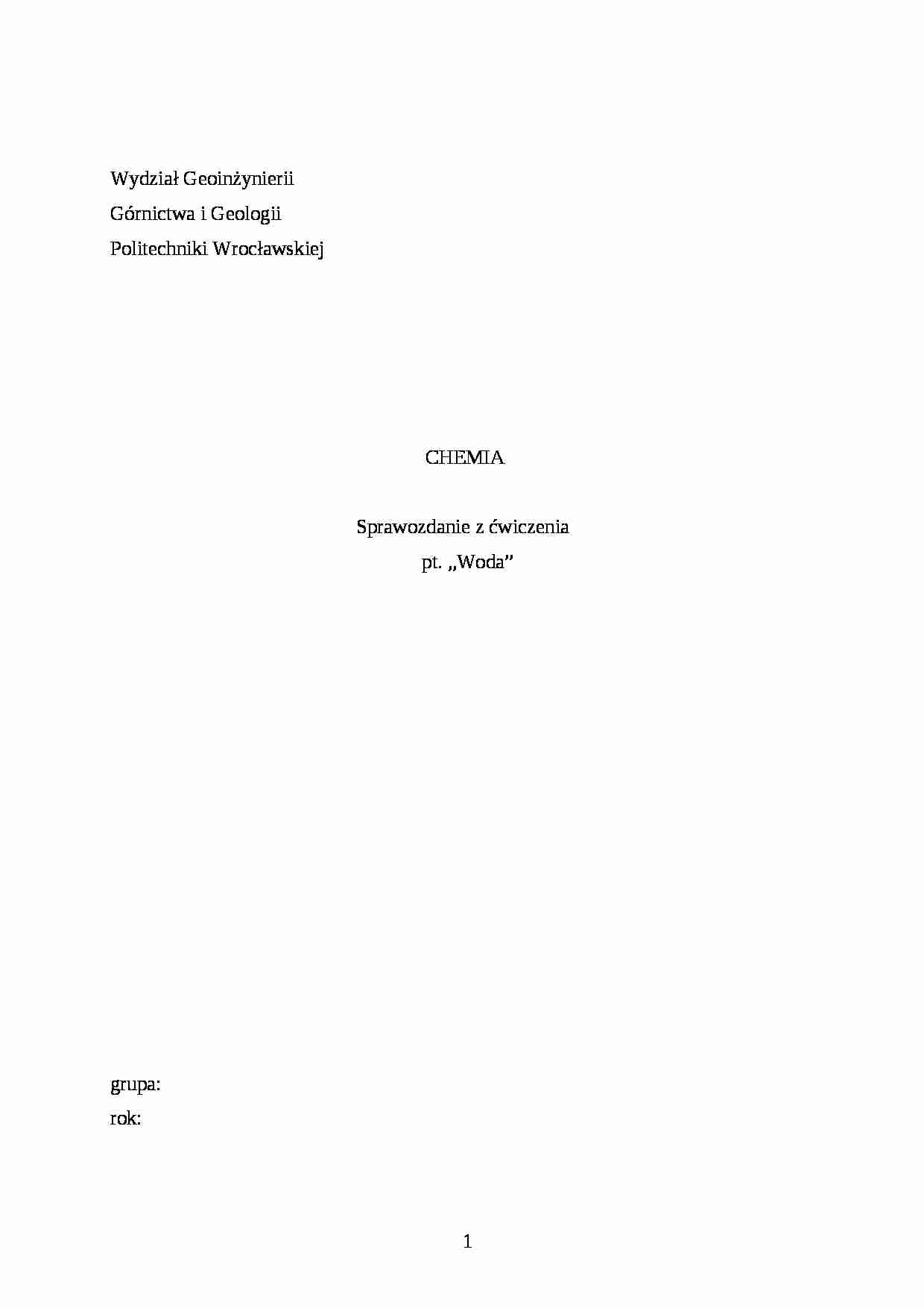 Woda-sprawozdanie z ćwiczenia - strona 1