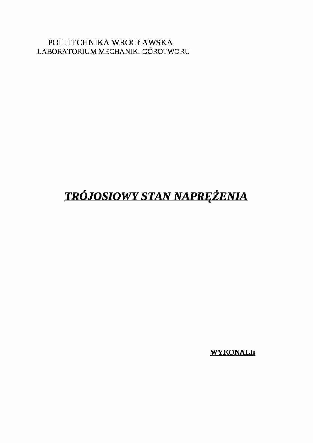 Trójosiowy stan naprężenia-opracowanie - strona 1