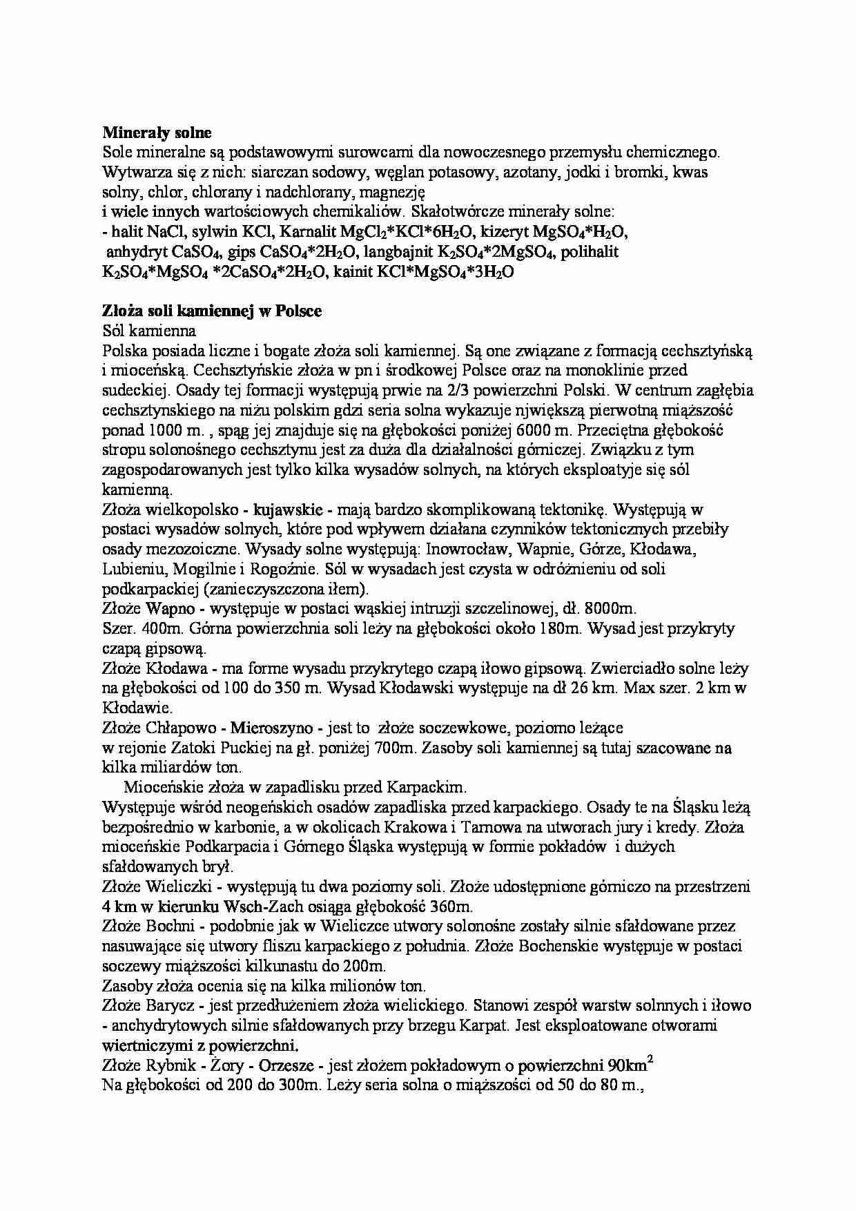 Minerały solne - złoża soli kamiennej i potasowej w Polsce - strona 1