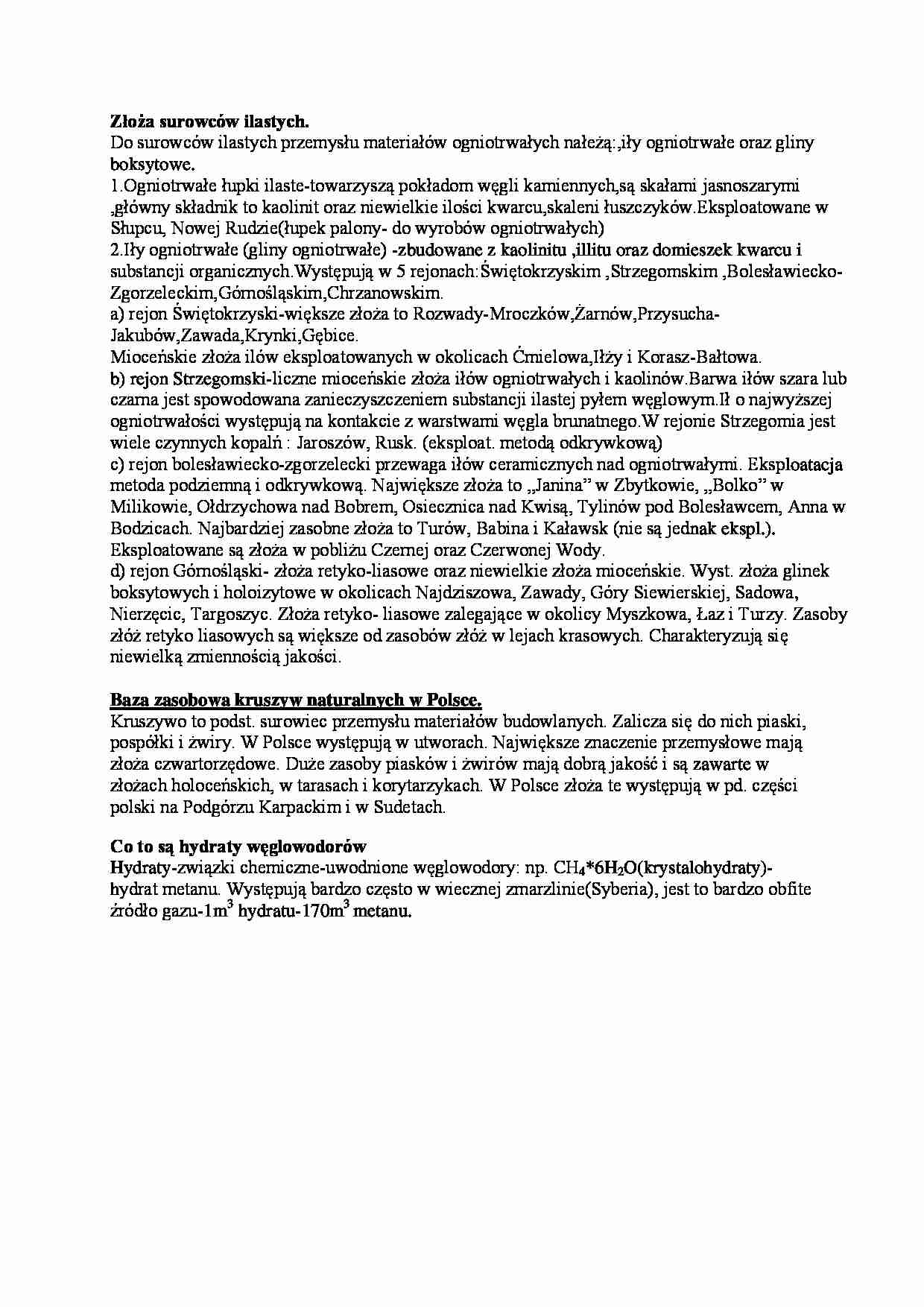 Złoża surowców ilastych-opracowanie - strona 1