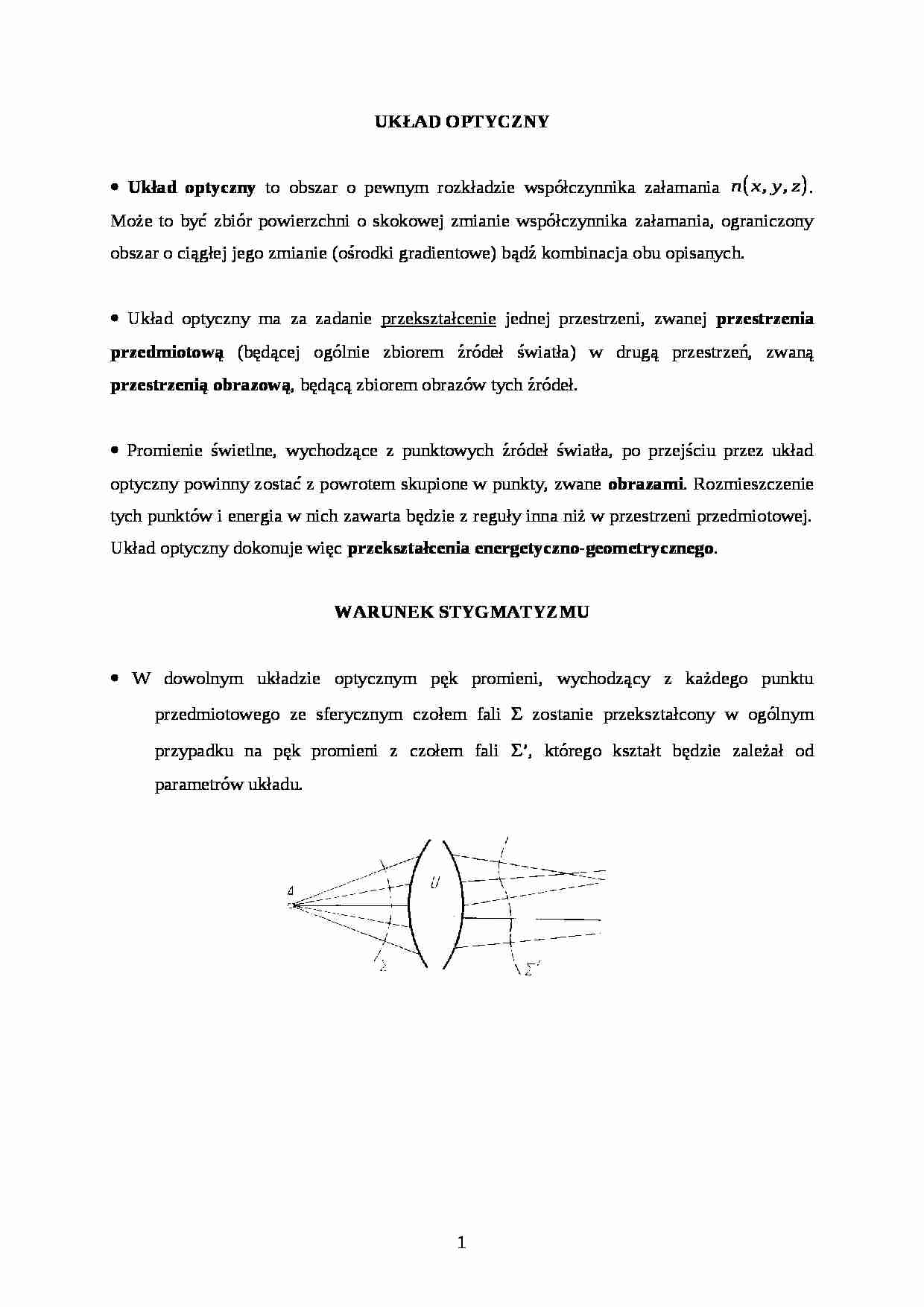 Układ optyczny-opracowanie - strona 1