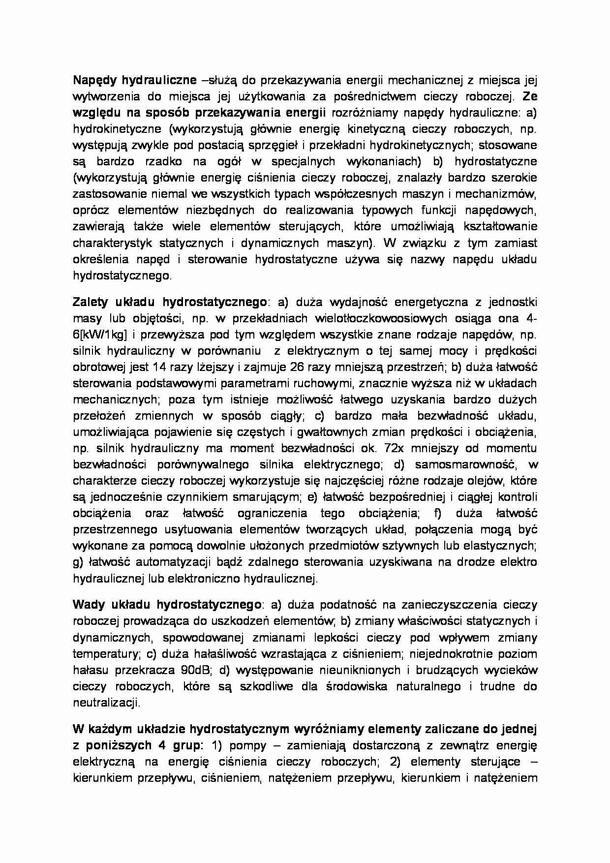 Napędy w układach technicznych-opracowane zagadnienia na kolokwium z wykładu - strona 1
