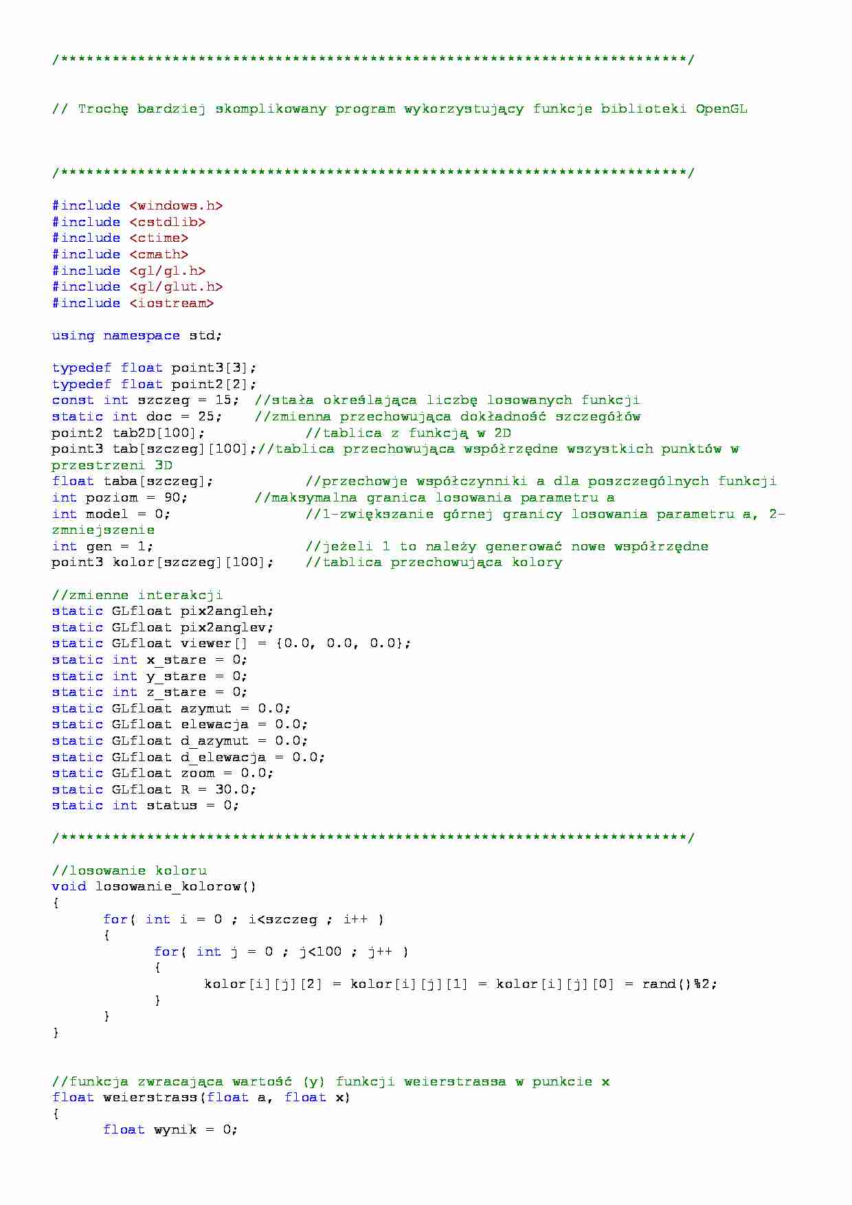 Program wykonujący funkcje biblioteki OpenGL-opracowanie - strona 1
