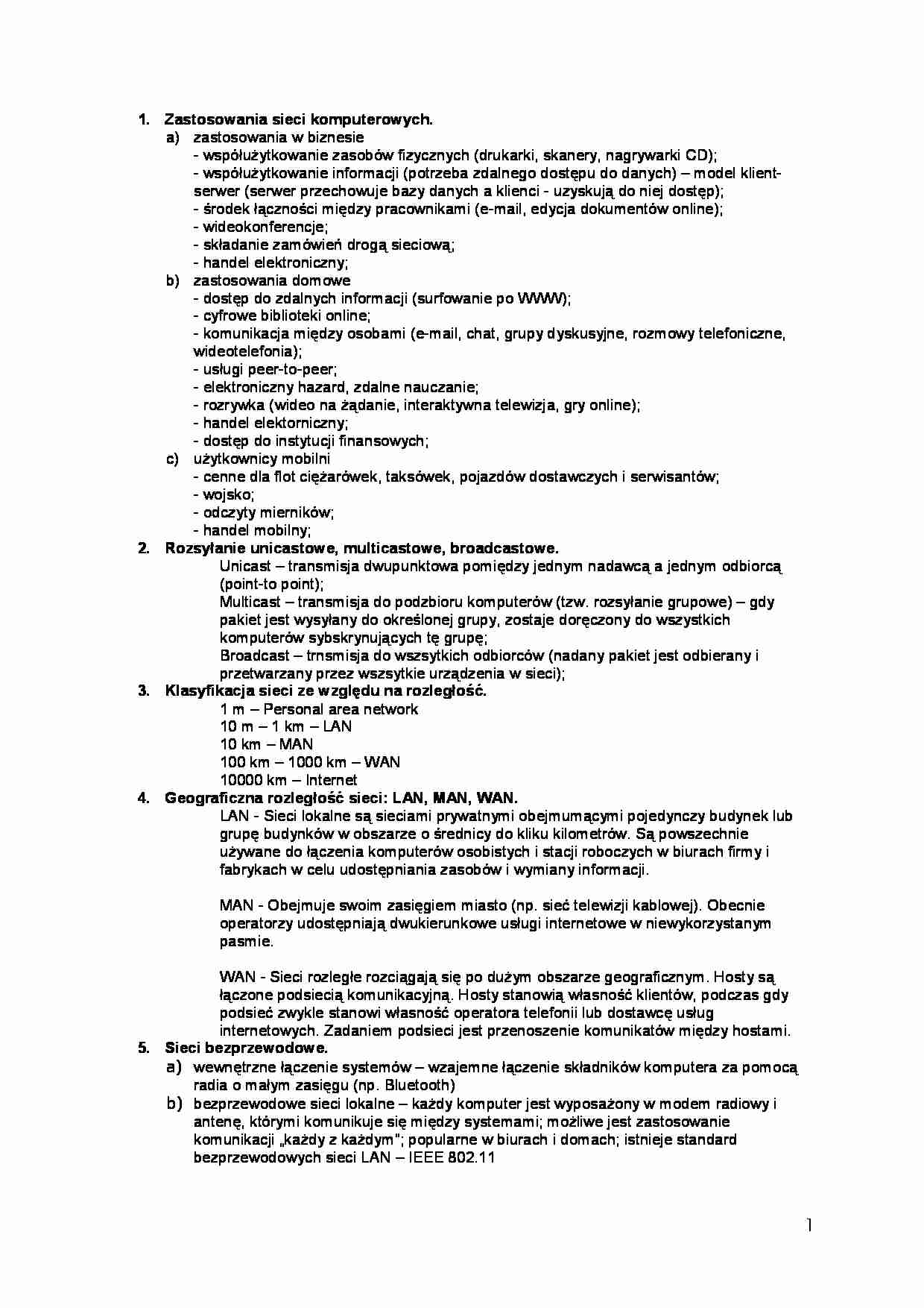 Lokalne sieci komputerowe-teoria - strona 1