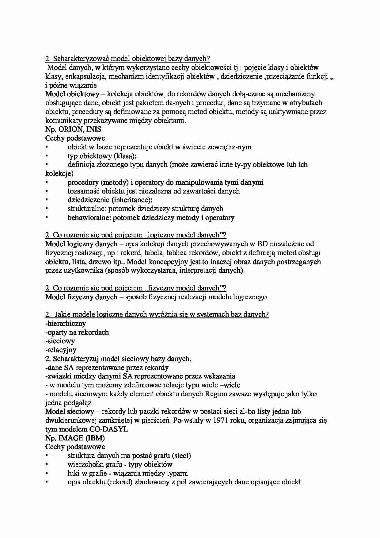 Modele baz danych-opracowanie - strona 1