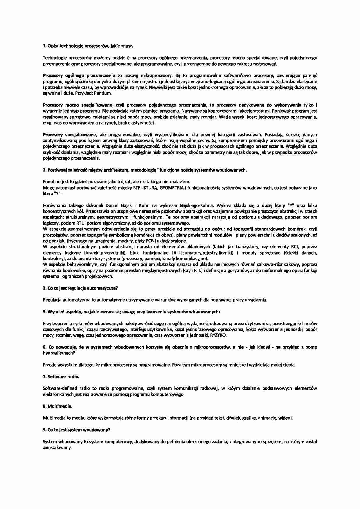 Systemy wbudowane L-pytania i odpowiedzi - strona 1