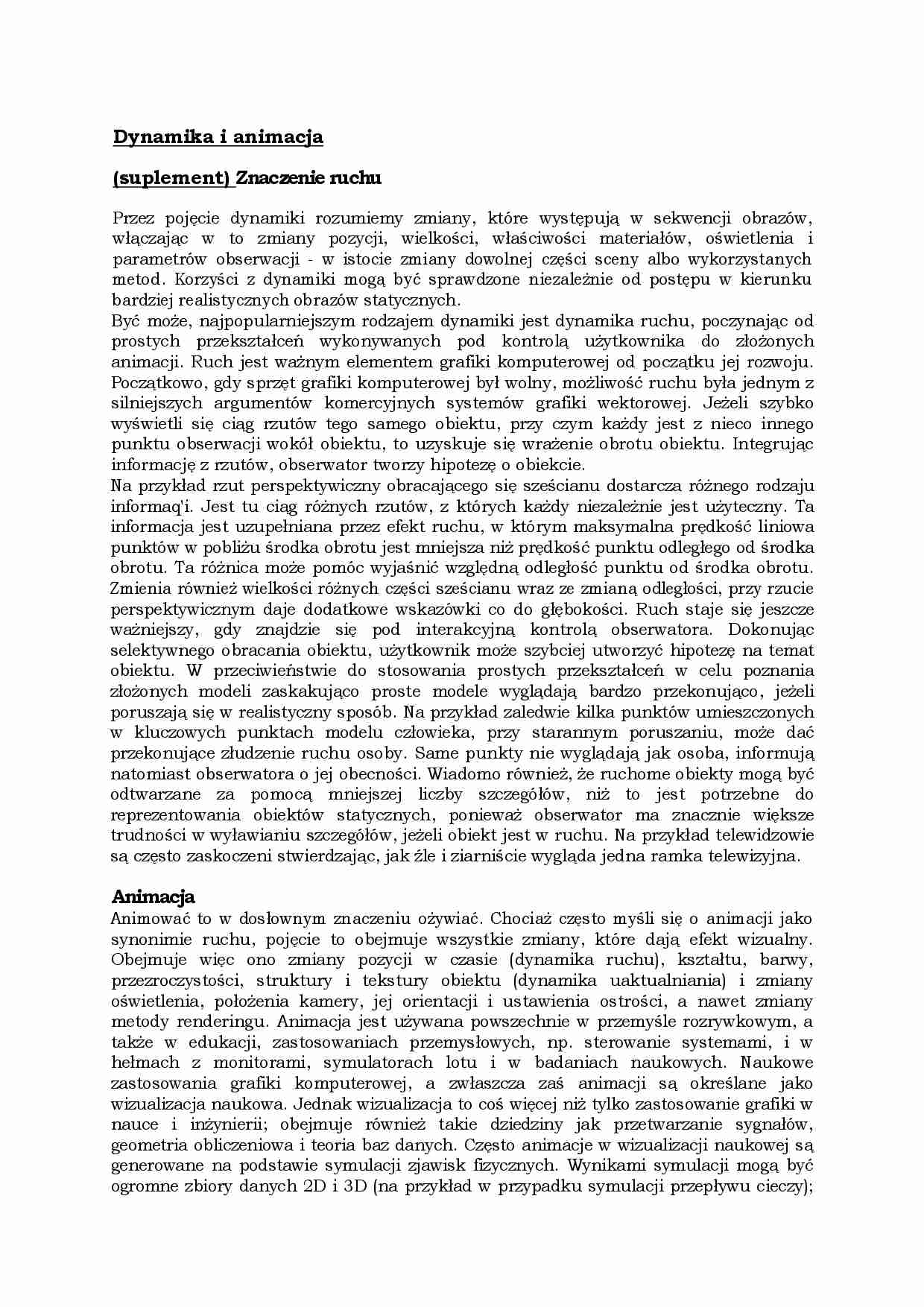Dynamika i animacja-opracowanie - strona 1