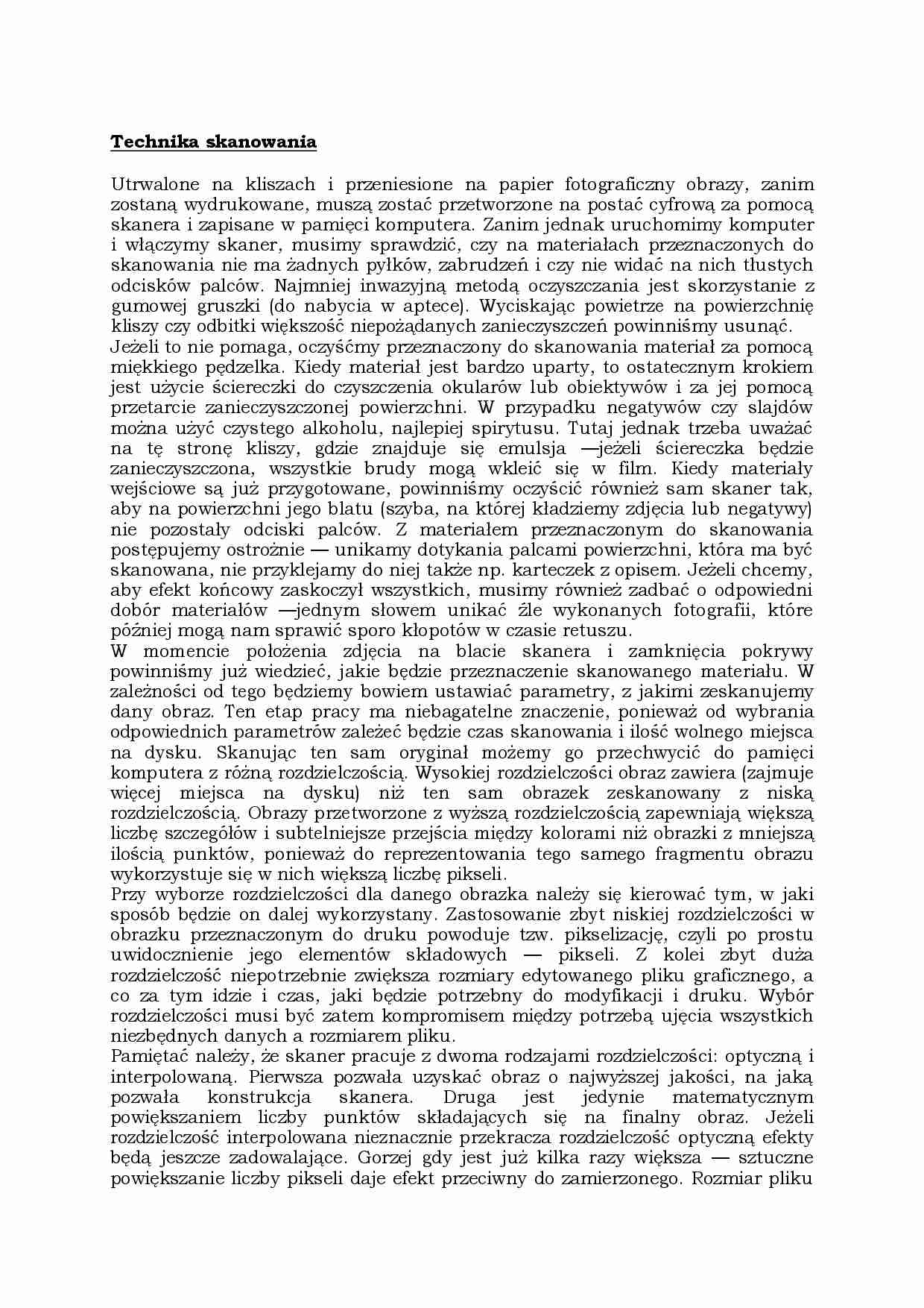 Technika skanowania-opracowanie - strona 1
