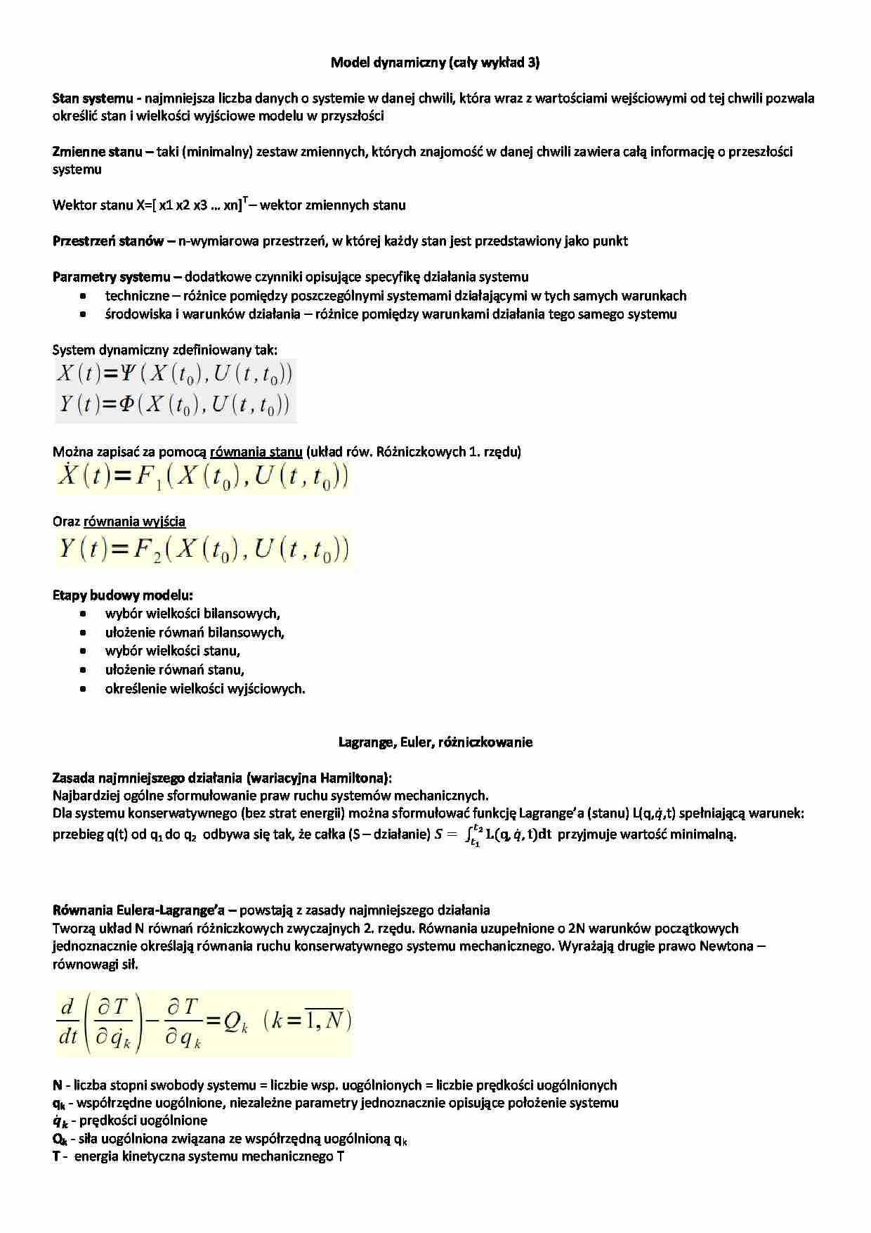 Model dynamiczny-opracowanie - strona 1