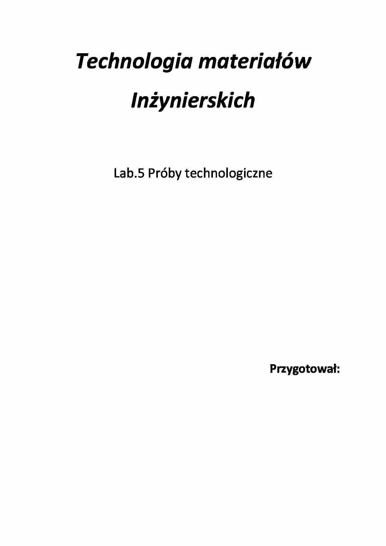 Technologiczna próba zginania-opracowanie - strona 1
