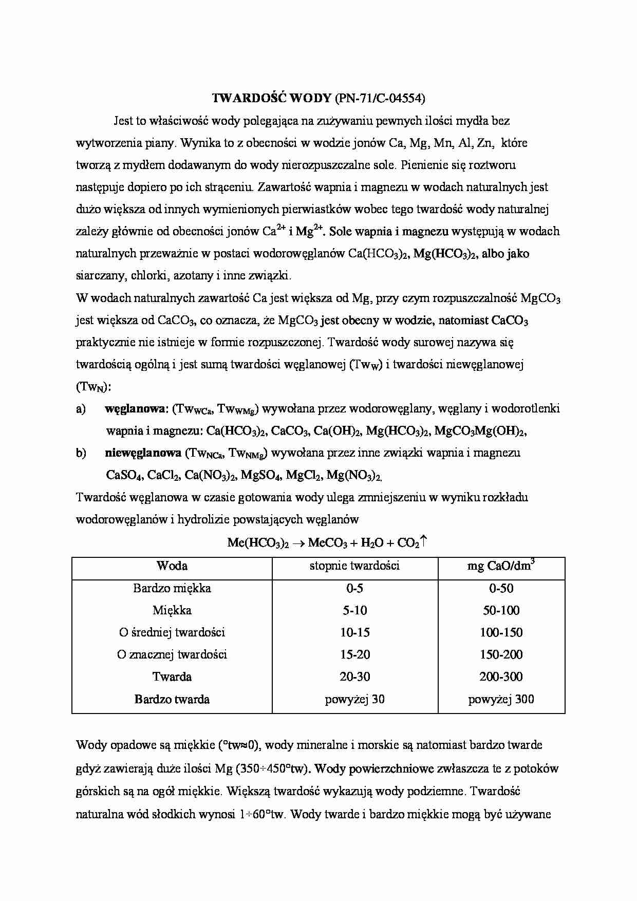 Twardość wody-opracowanie - strona 1