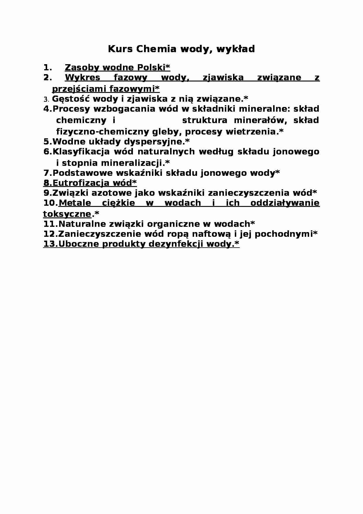 Chemia wody-zagadnienia - strona 1