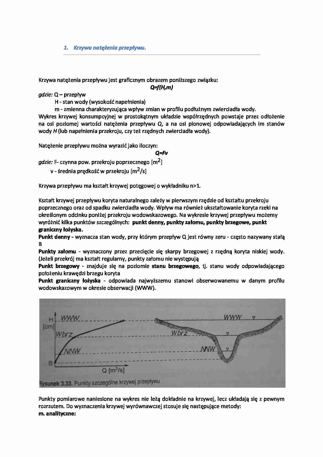 Krzywa natężenia przepływu-opracowanie - Punkt denny - strona 1