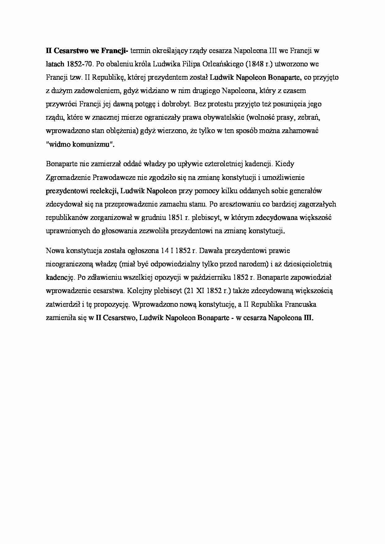 II Cesarstwo we Francji - strona 1