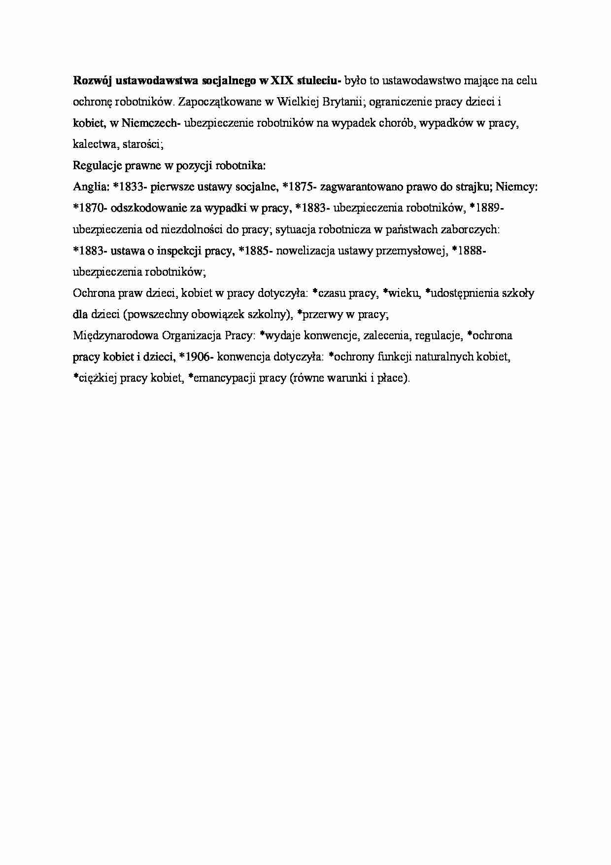Rozwój ustawodawstwa socjalnego w XIX stuleciu - strona 1