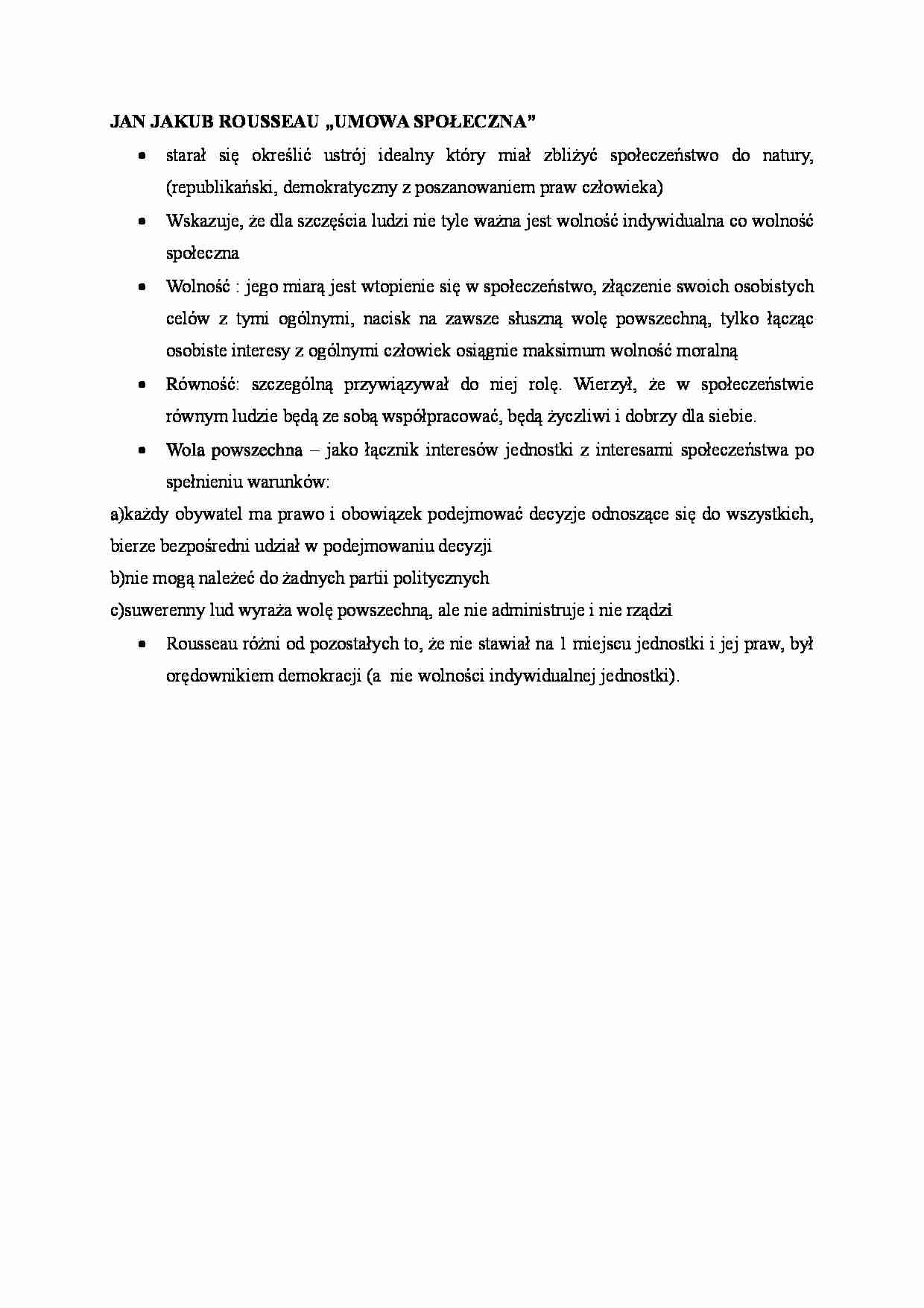 Jan Jakub Rousseau - UMOWA SPOŁECZNA - strona 1