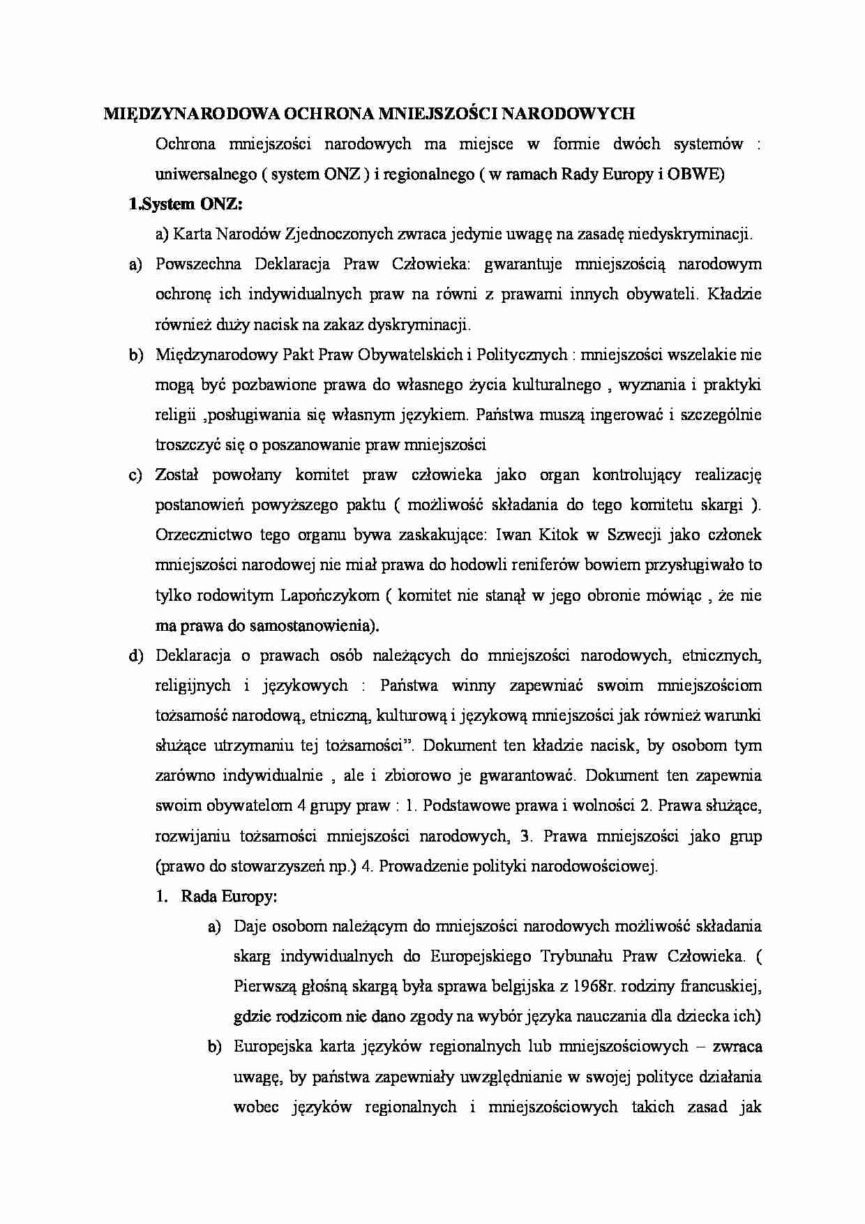 Międzynarodowa ochrona mniejszości narodowych - strona 1