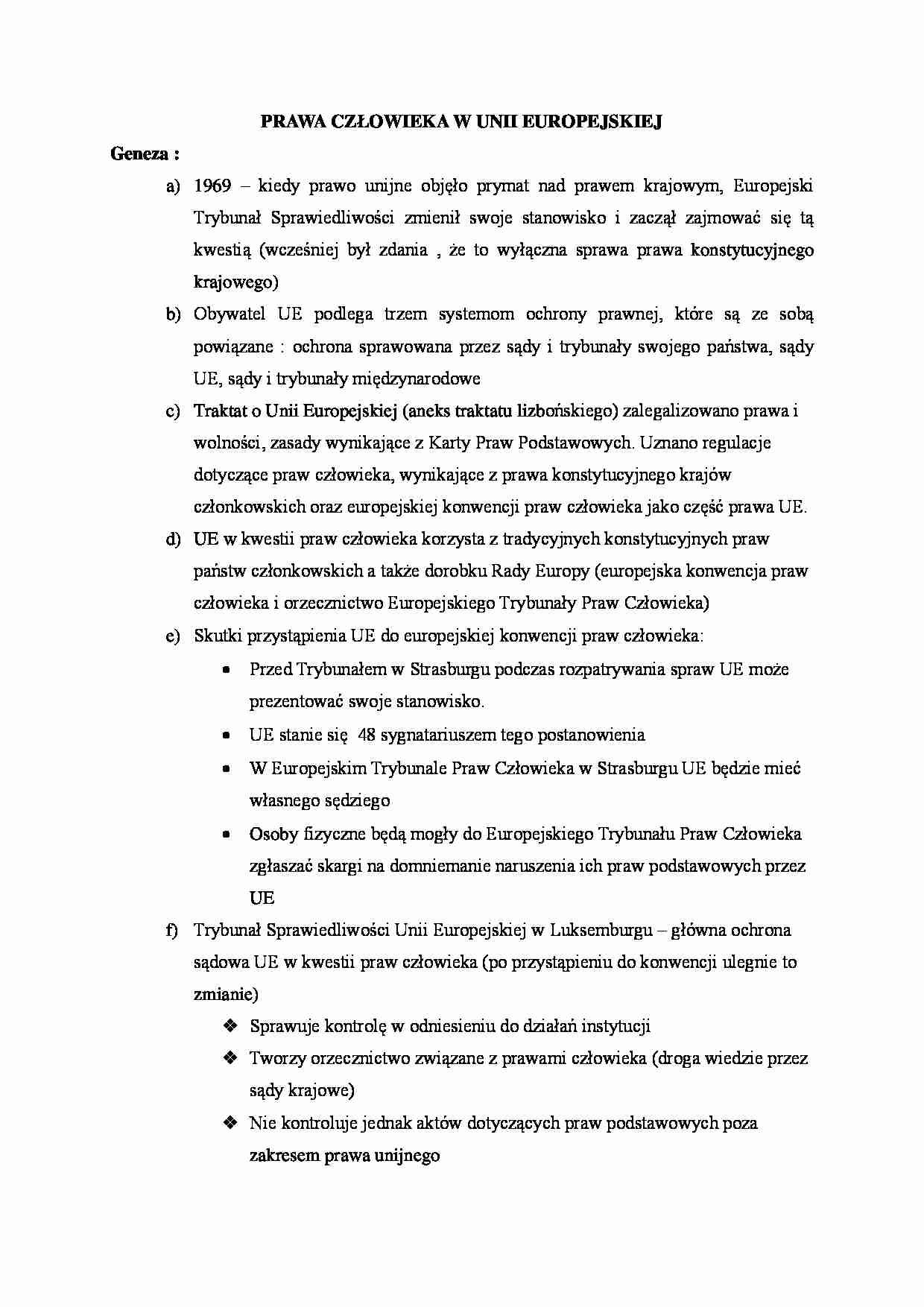 Prawa człowieka w UE - Europejski Trybunał Praw Człowieka - strona 1