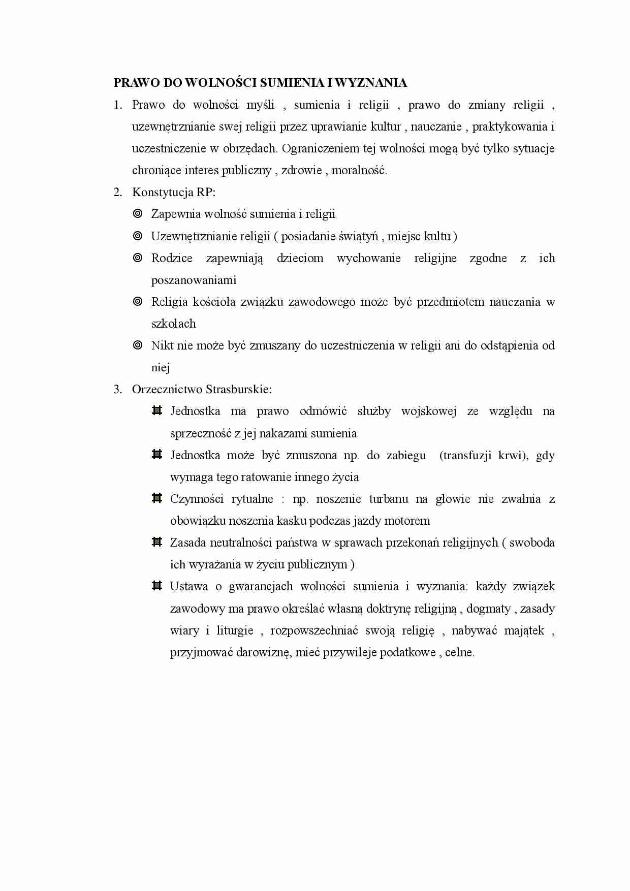 Prawo do wolności sumienia i wyznania - strona 1