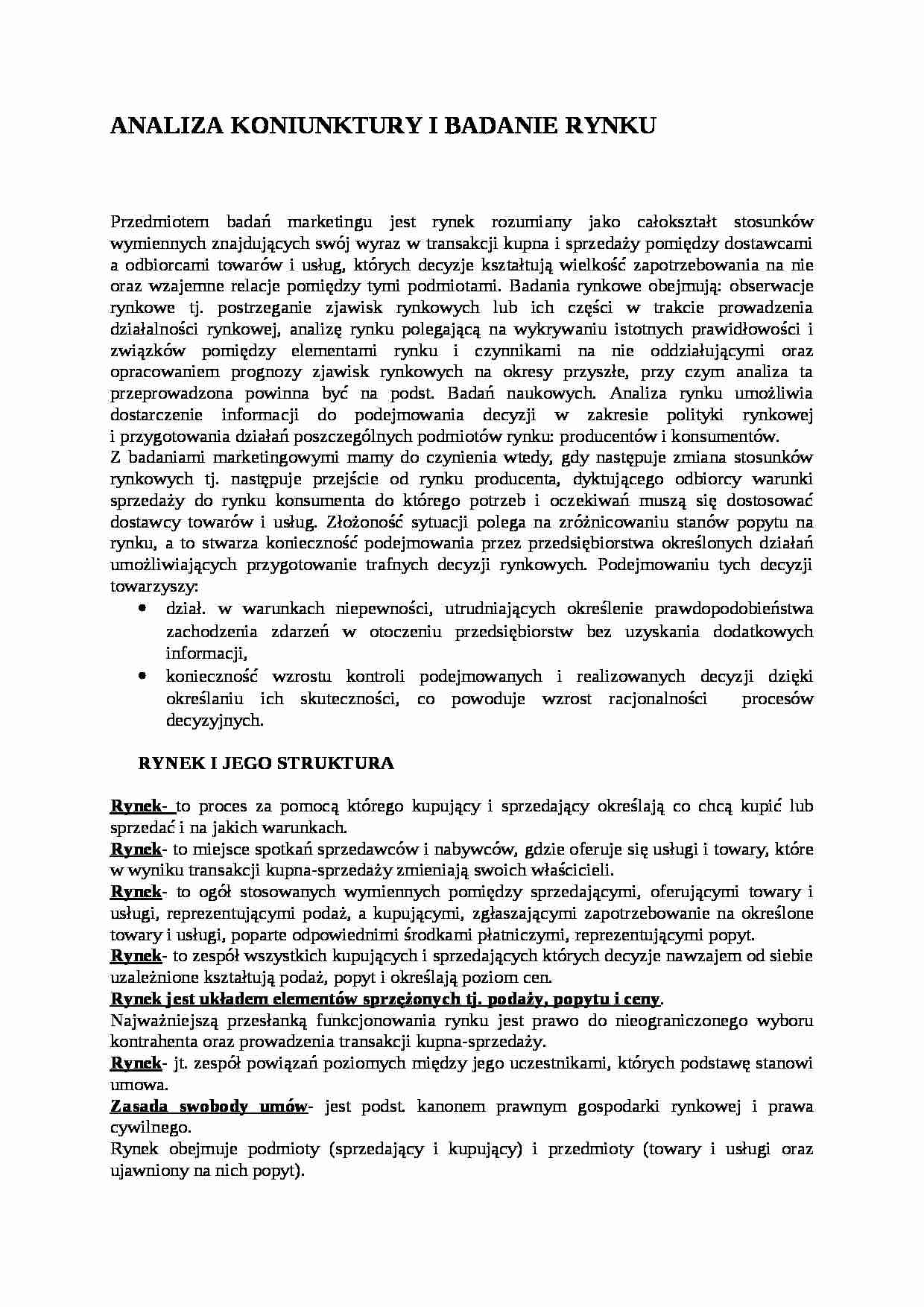 Analiza koniunktury i badanie rynku - strona 1