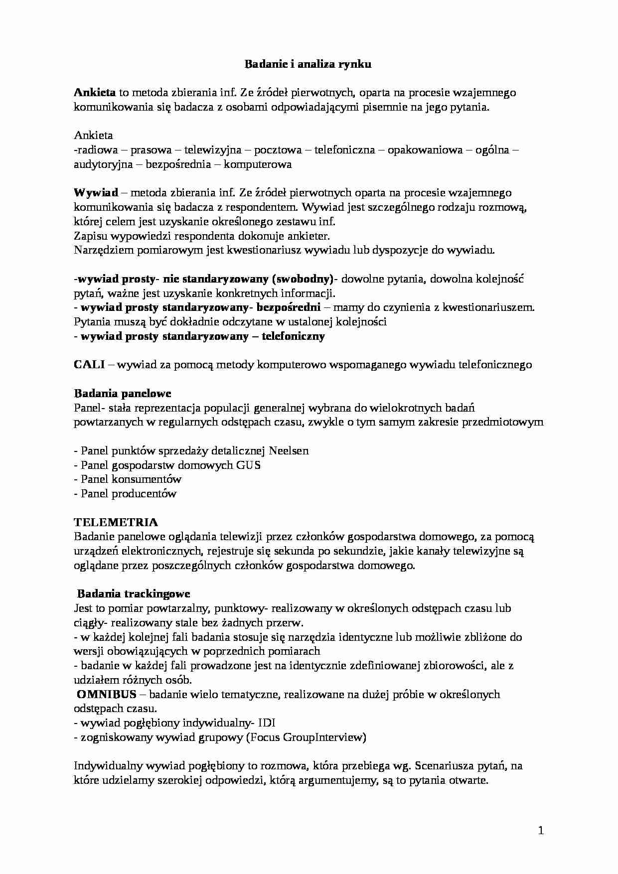 Badanie i analiza rynku - strona 1