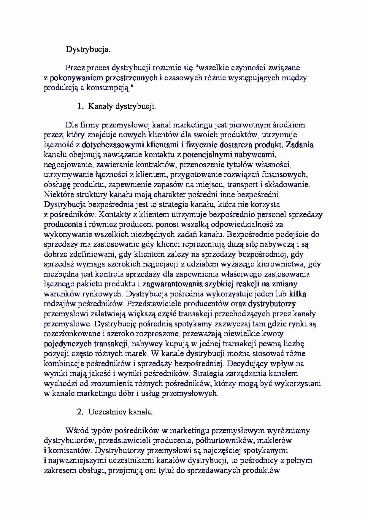 Dystrybucja - Kanały dystrybucji.  - strona 1