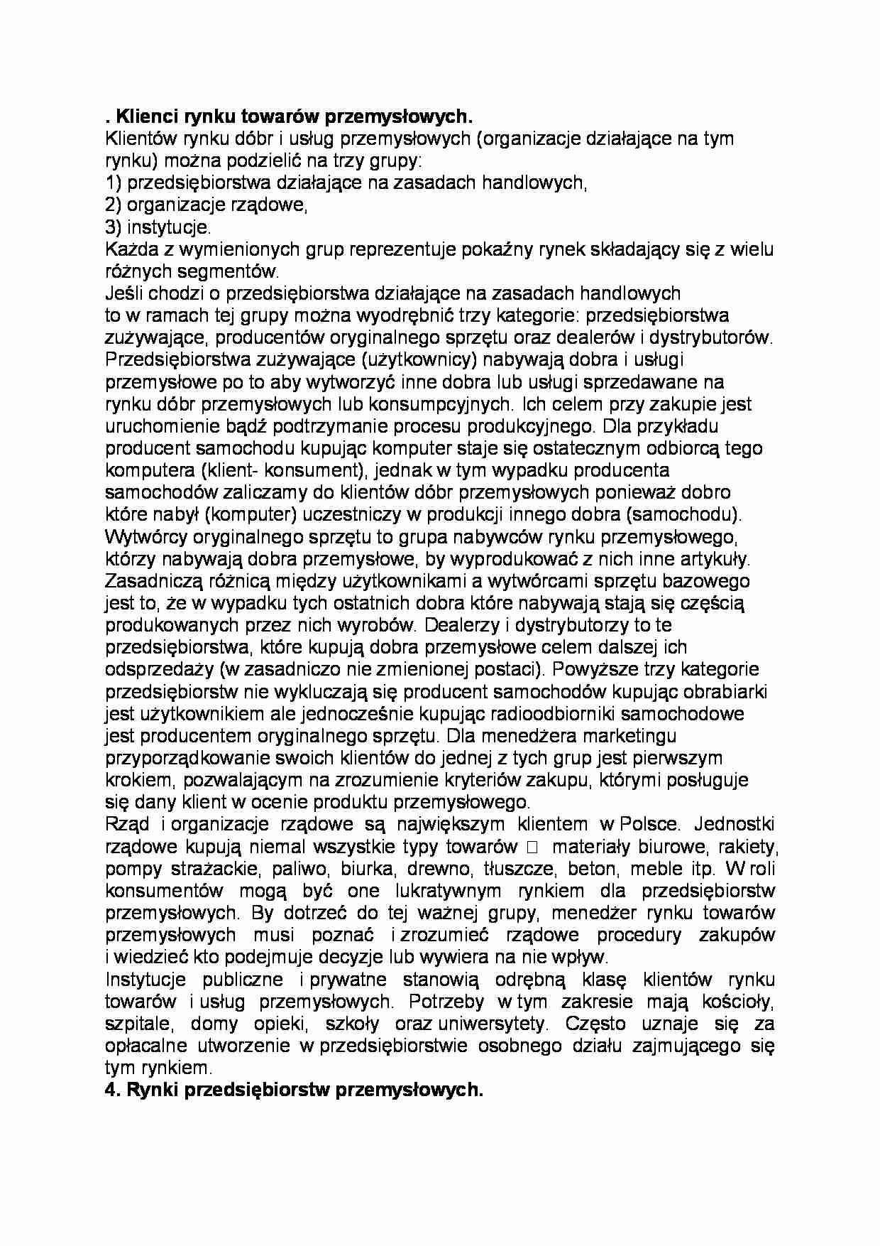 Klienci rynku towarów przemysłowych. Popyt na rynku dóbr - strona 1