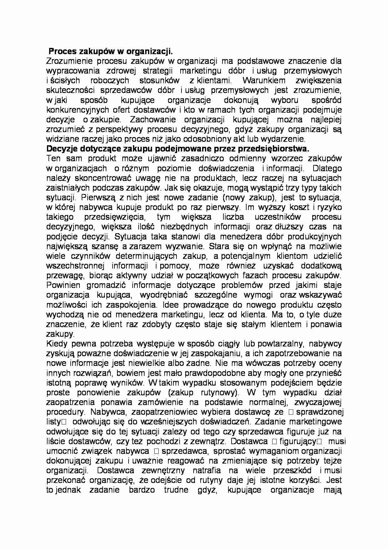 Proces zakupów w organizacji - strona 1