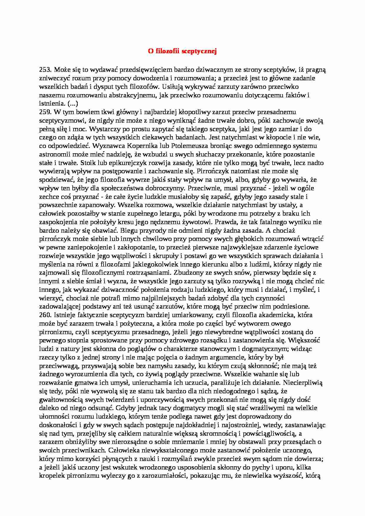 David Hume - o filozofii sceptycznej - strona 1