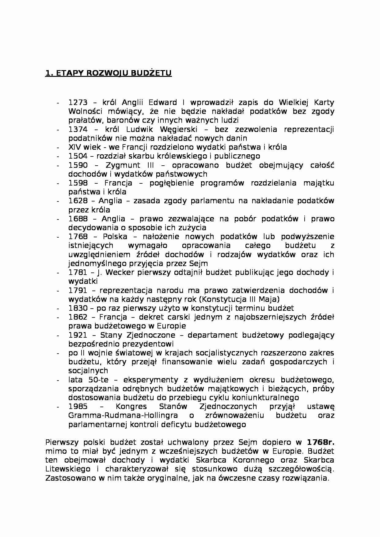 Etapy rozwoju budżetu - strona 1