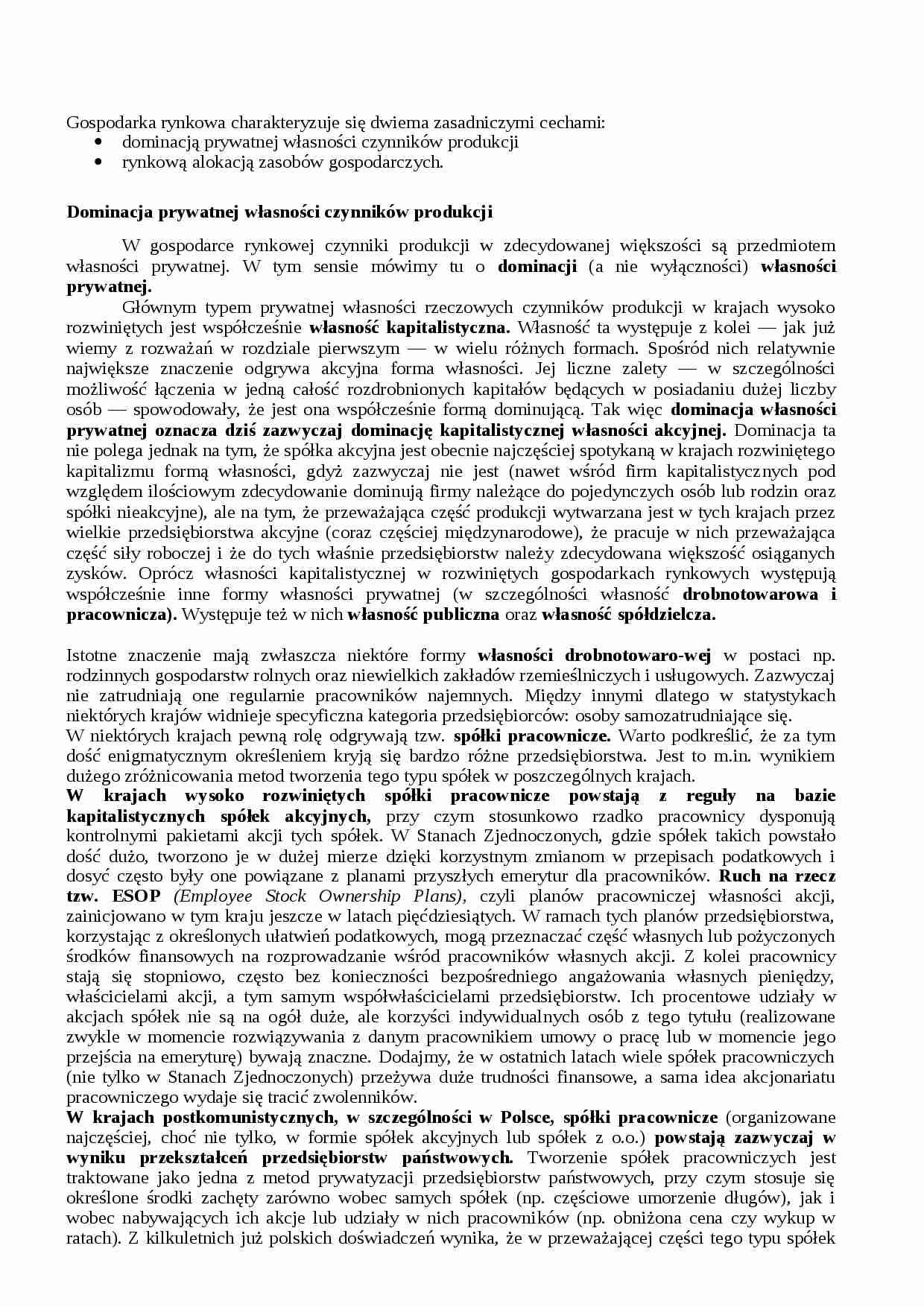 Cechy gospodarki rynkowej - strona 1