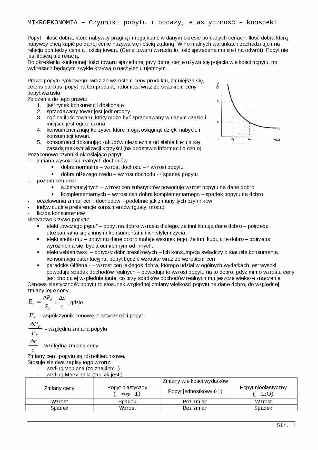 Czynniki popytu i podaży, elastyczność - strona 1