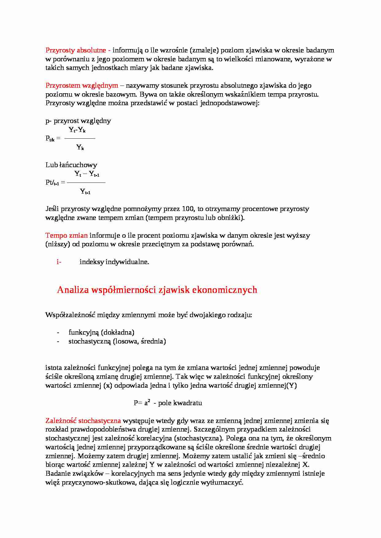 Analiza współmierności zjawisk ekonomicznych - strona 1