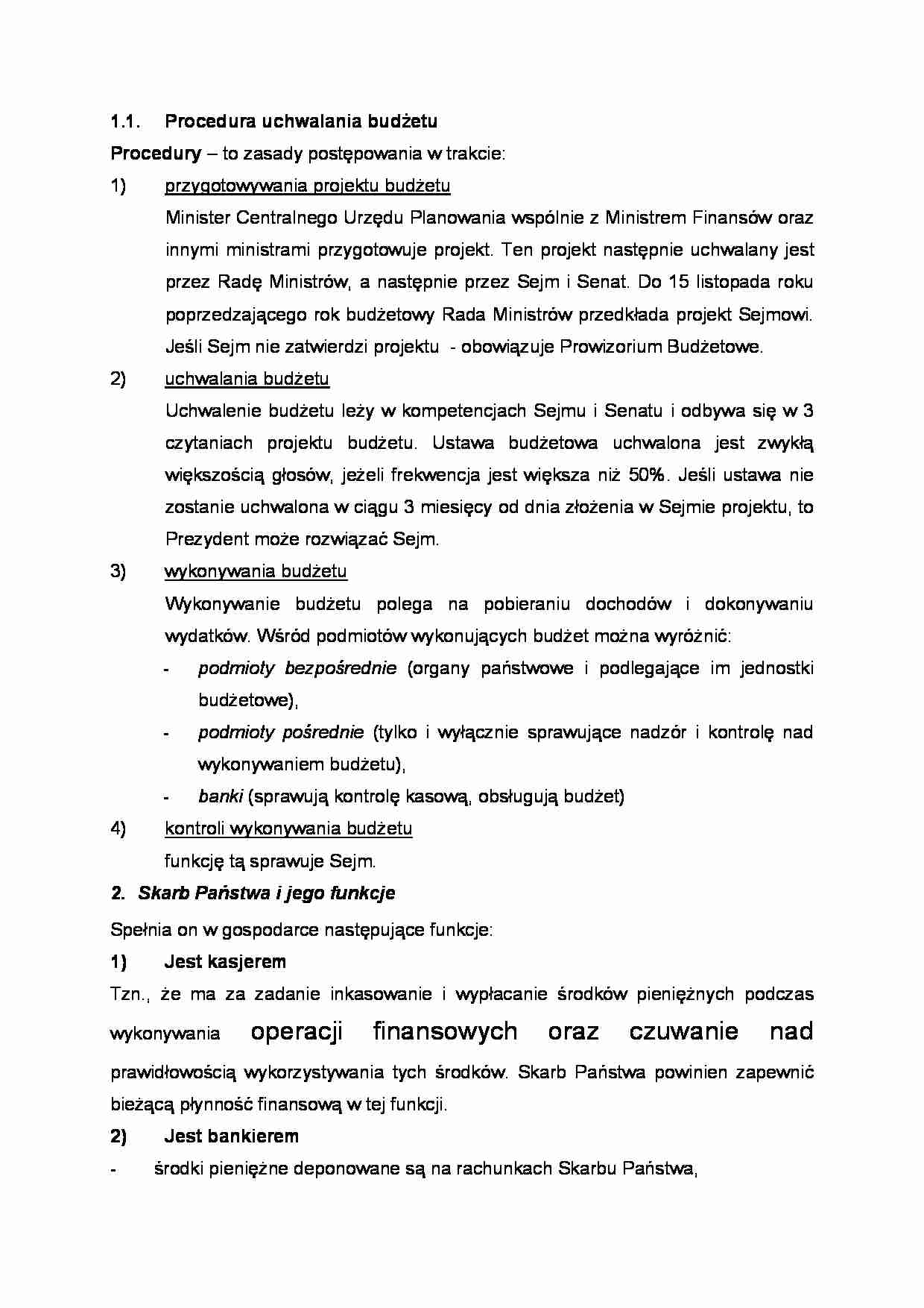 Procedura uchwalania budżetu - strona 1