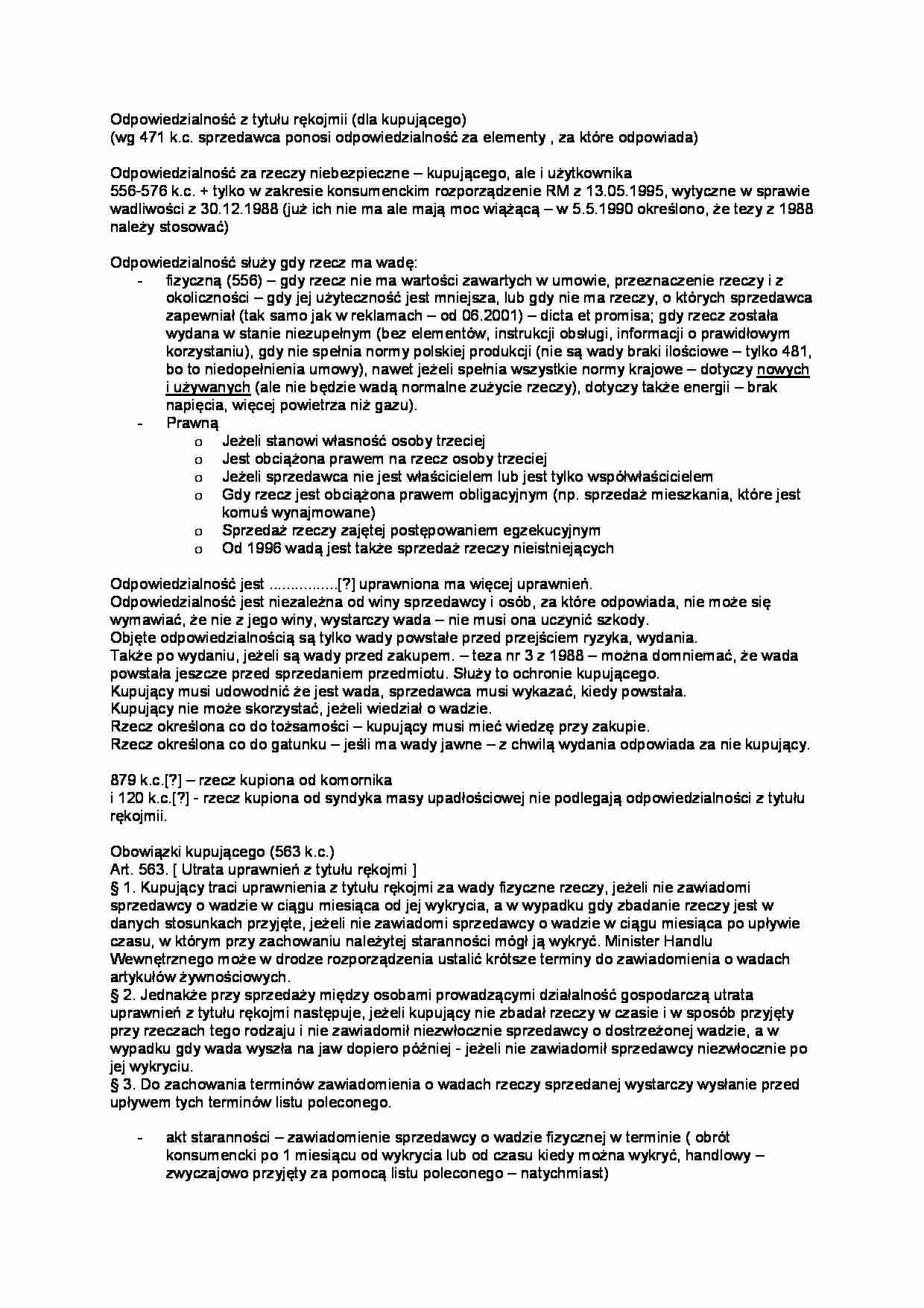 Odpowiedzialność z tytułu rękojmii - strona 1